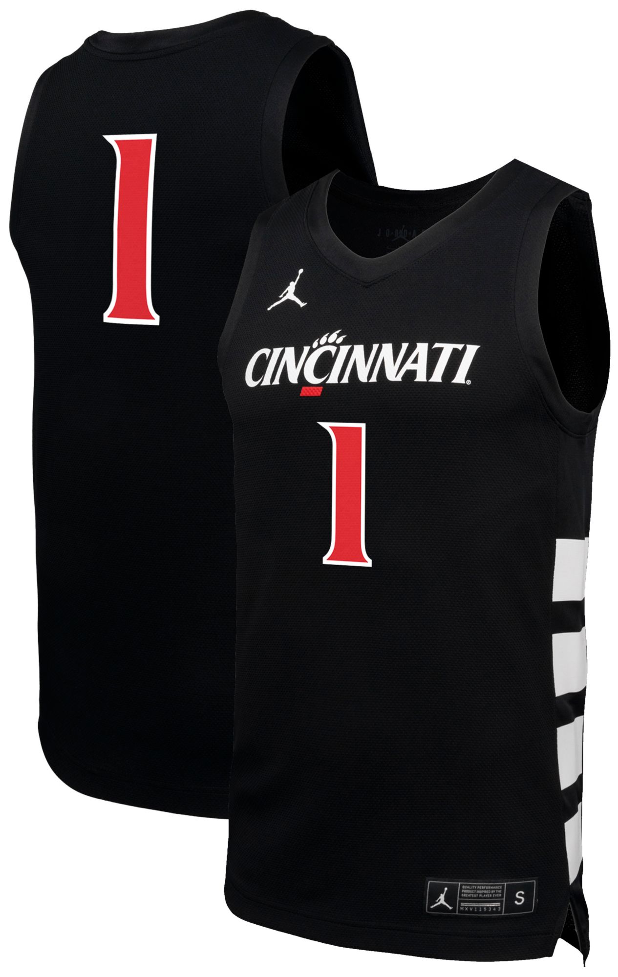 Jordan Men's Cincinnati Bearcats Black Replica Basketball Jersey product image