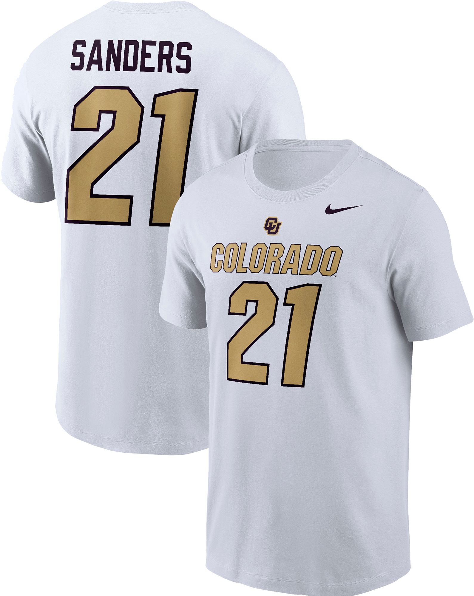 Nike Men's Colorado Buffaloes Shilo Sanders #21 White Jersey T-Shirt product image