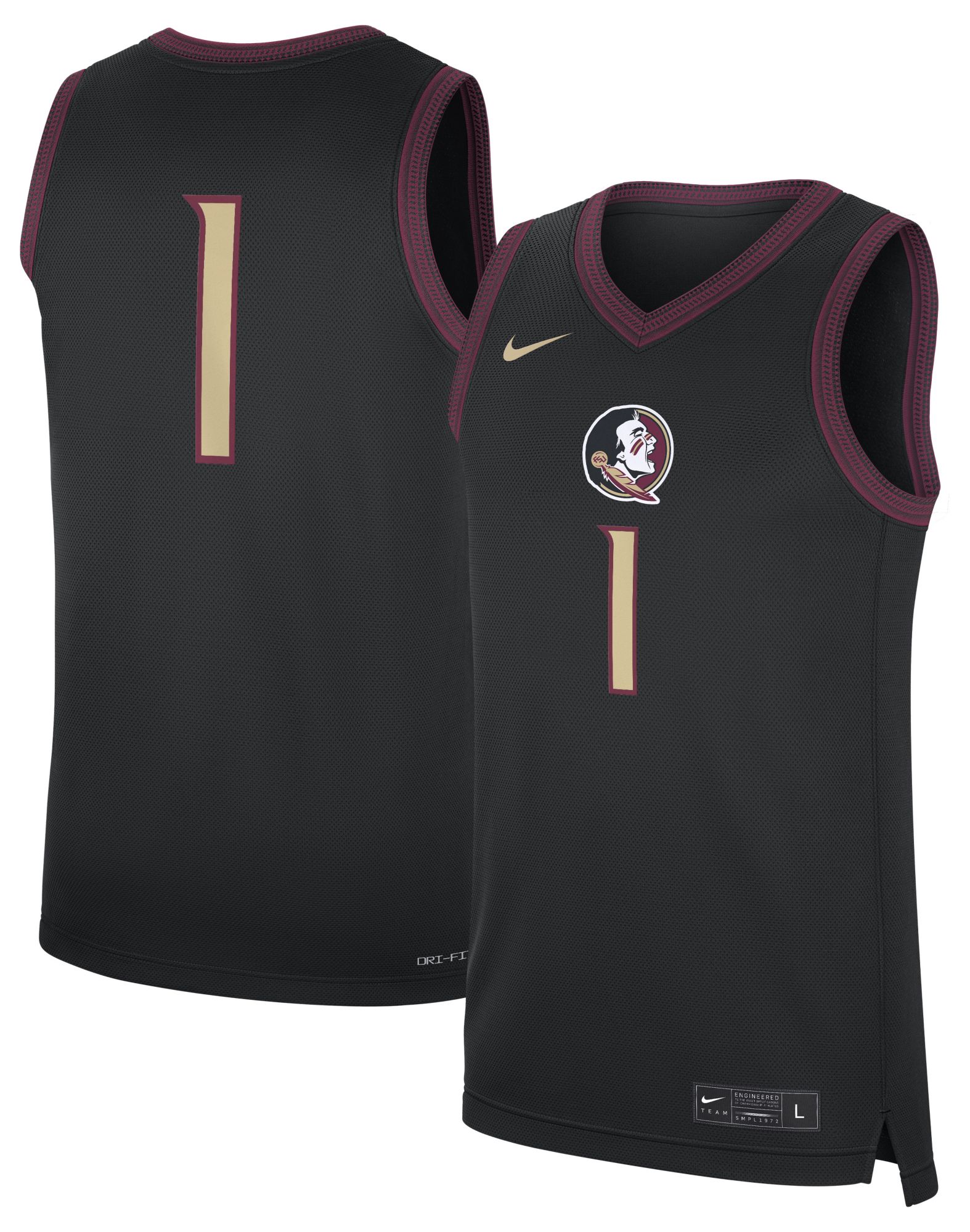 Nike Men's Florida State Seminoles Black Replica Basketball Jersey product image