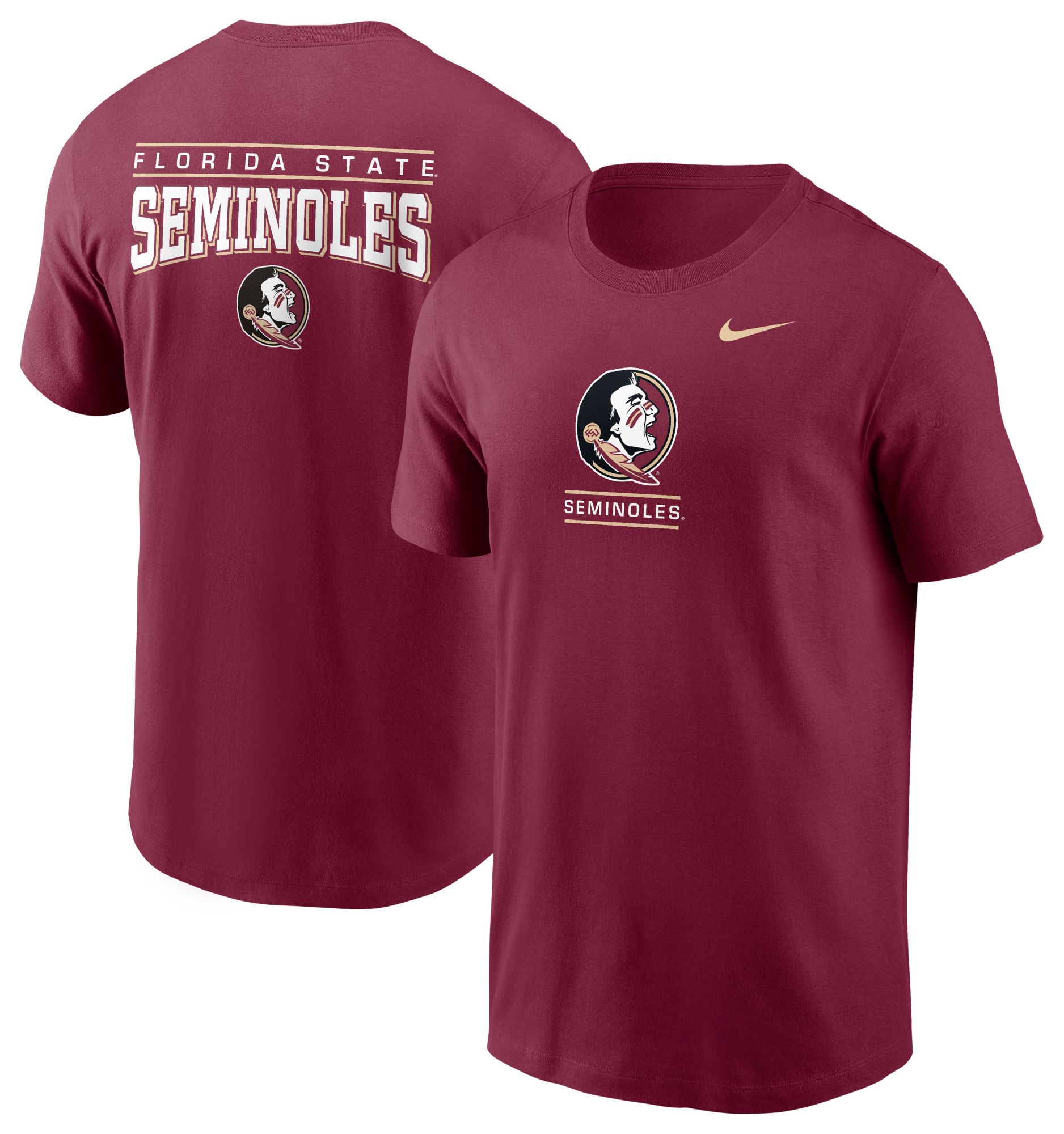 Nike Men's Florida State Seminoles Garnet Core Cotton Double Hit Logo T-Shirt product image