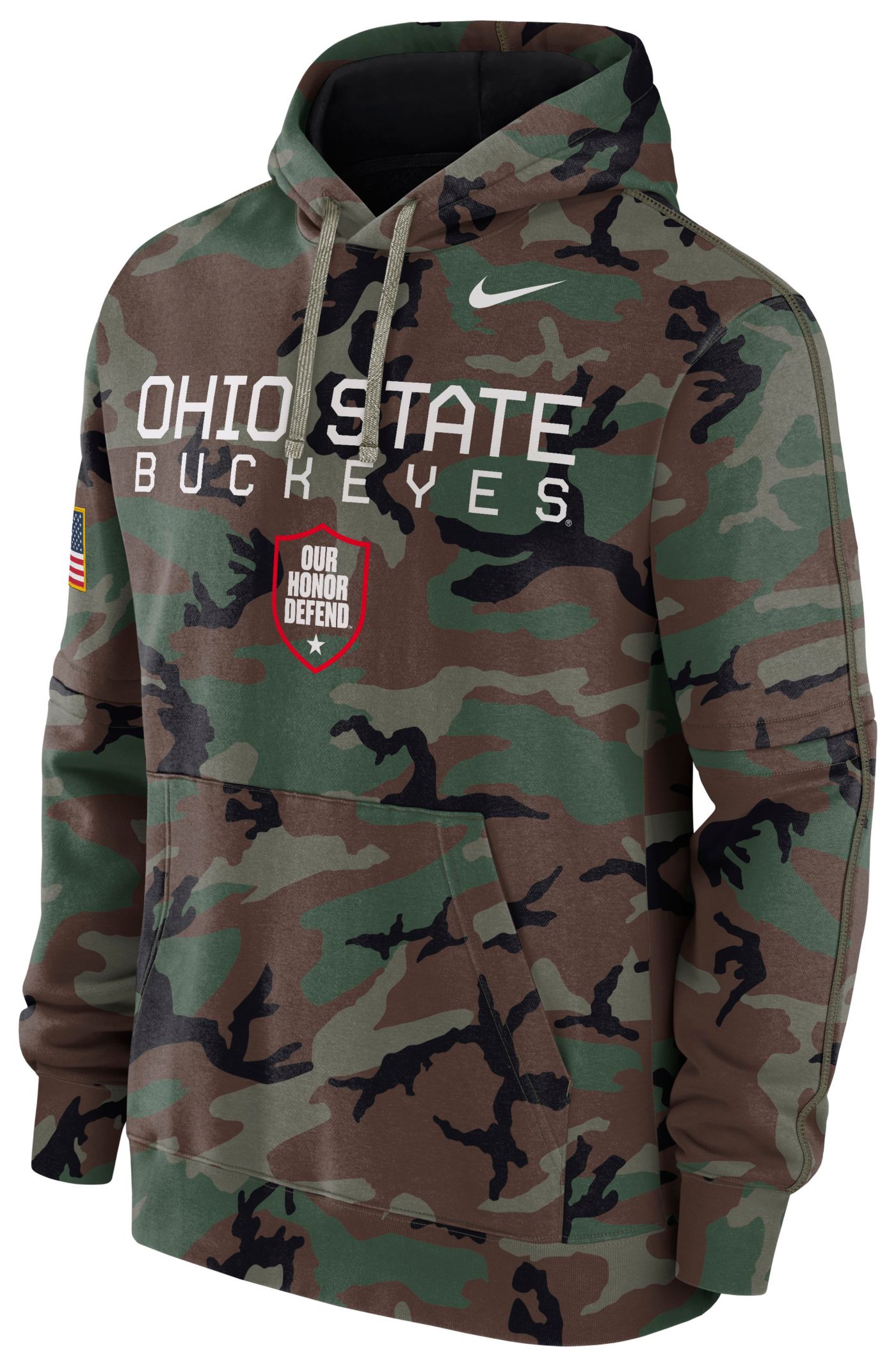 Men s Nike Camo Ohio State Buckeyes 2024 Military Appreciation Club Fleece Pullover Hoodie Size Medium