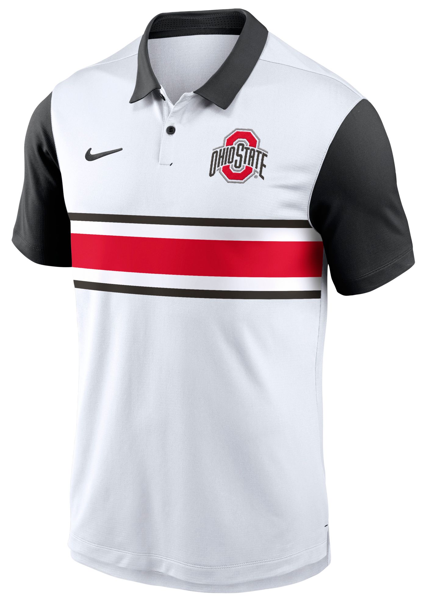 Men s Nike White Ohio State Buckeyes Primetime Campus Vapor Performance Polo Size Medium