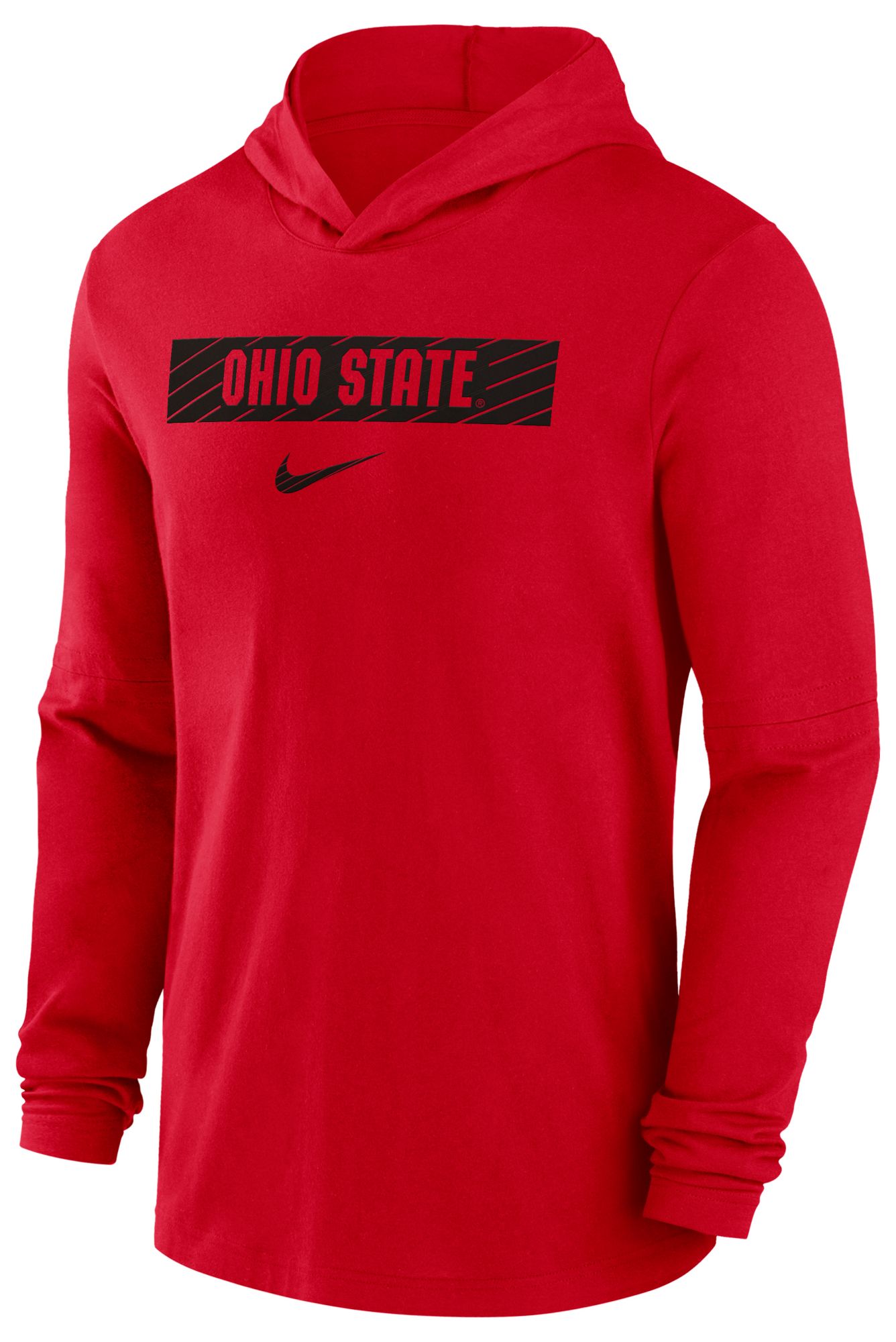 Nike Men's Ohio State Buckeyes Scarlet Dri-FIT Lightweight Hooded Long Sleeve T-Shirt product image
