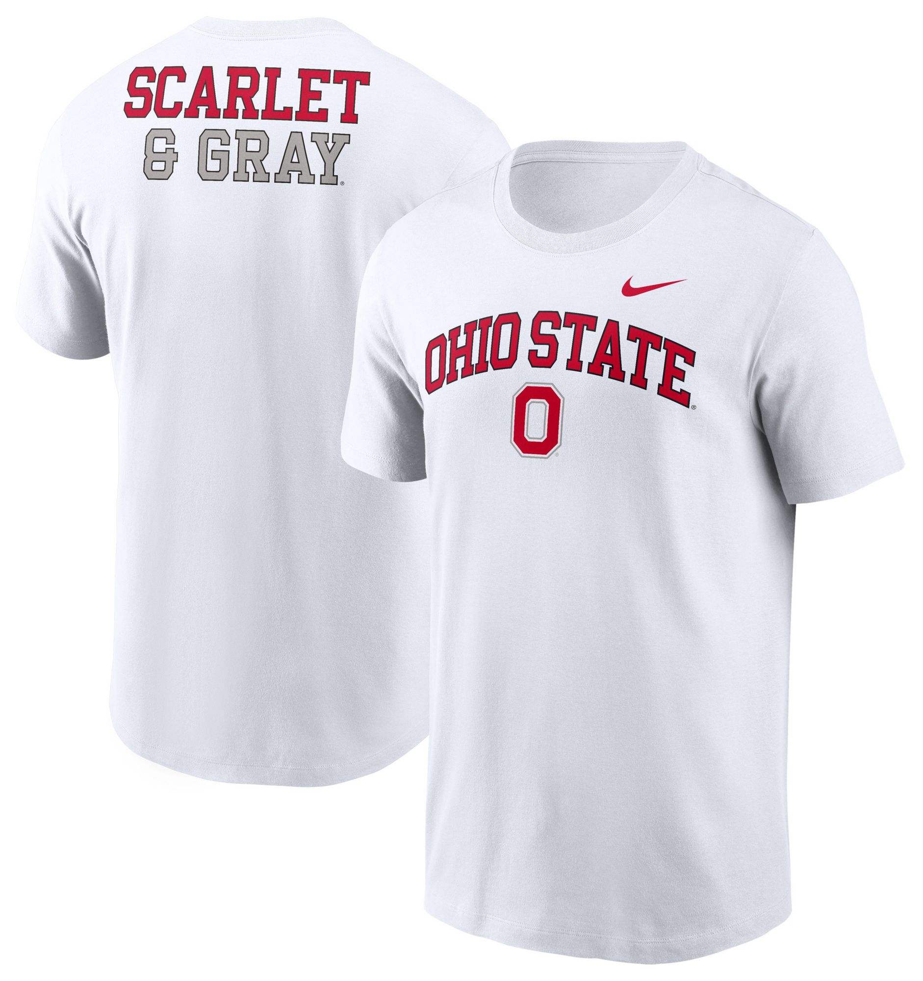 Nike Men's Ohio State Buckeyes White Double Hit Wordmark T-Shirt product image