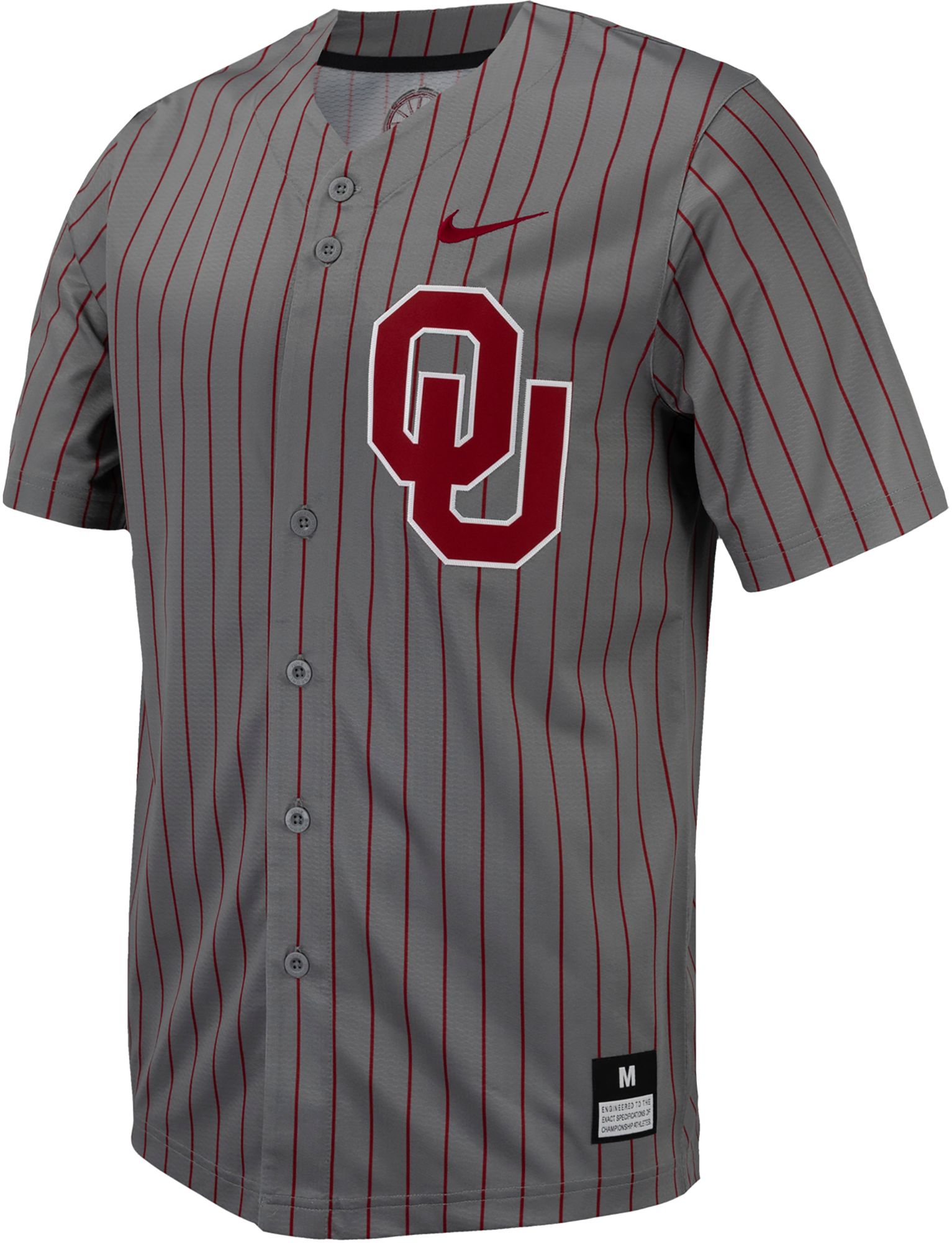 Nike Men's Oklahoma Sooners Grey Pinstripe Full Button Replica Baseball Jersey product image