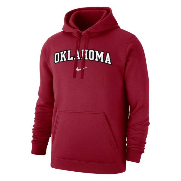 Nike Men's Oklahoma Sooners Crimson Club Fleece Wordmark Pullover Hoodie