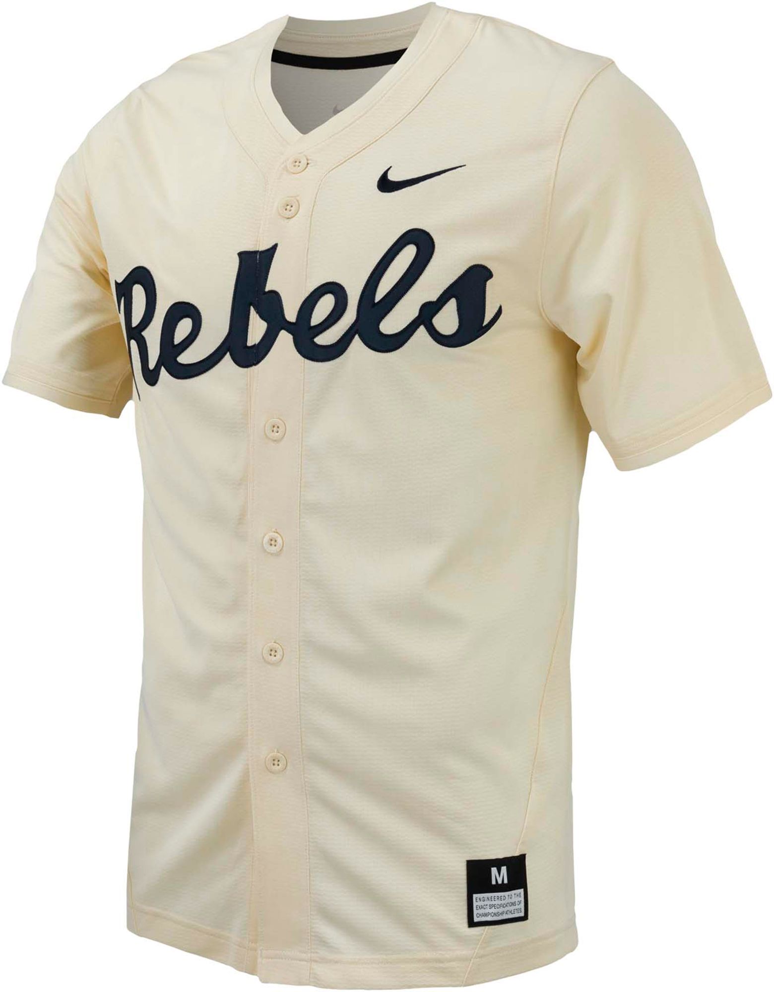 Nike Men's Ole Miss Rebels Natural Full Button Replica Baseball Jersey product image
