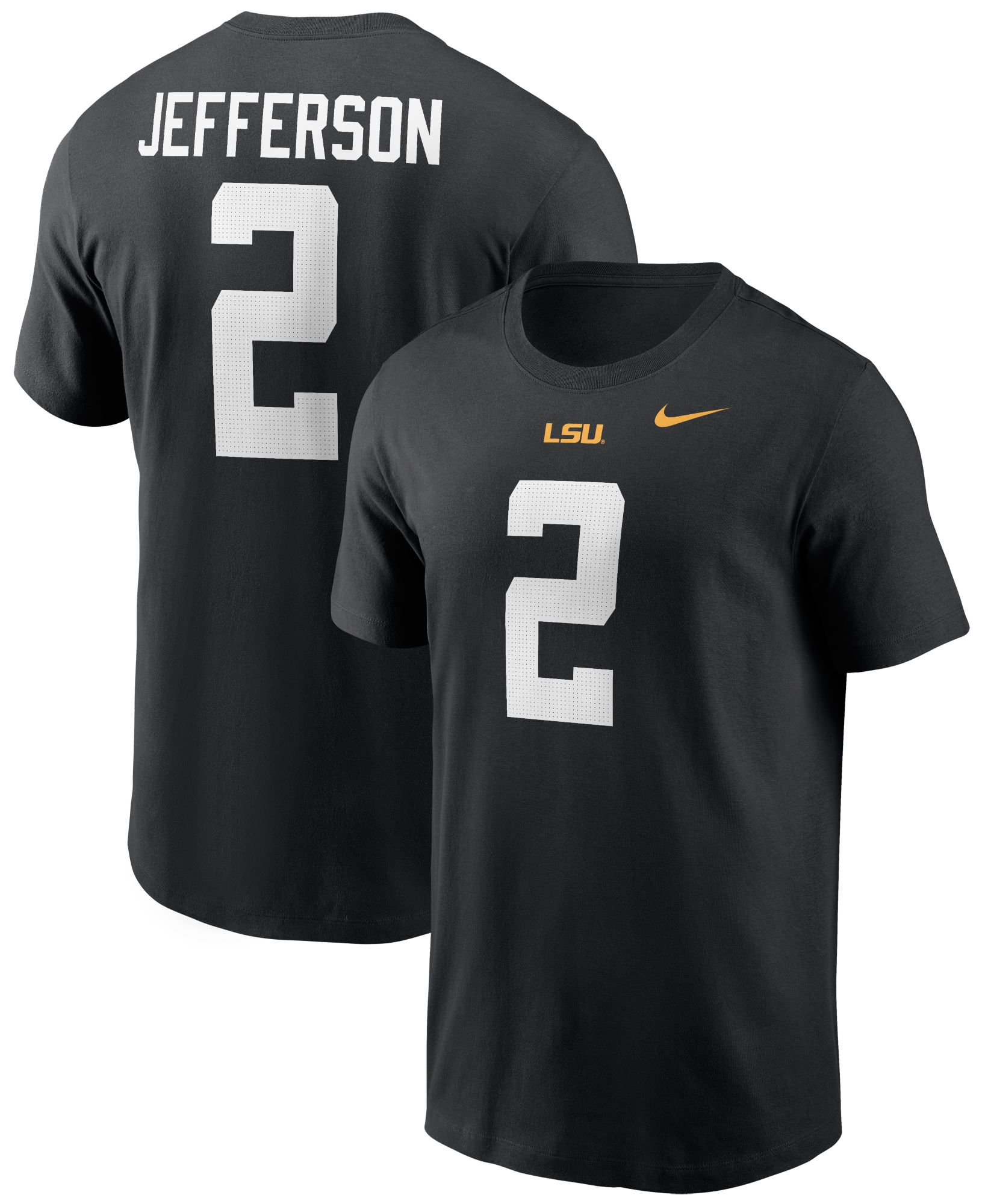 Nike Men's LSU Tigers Justin Jefferson #2 Black Jersey T-Shirt product image