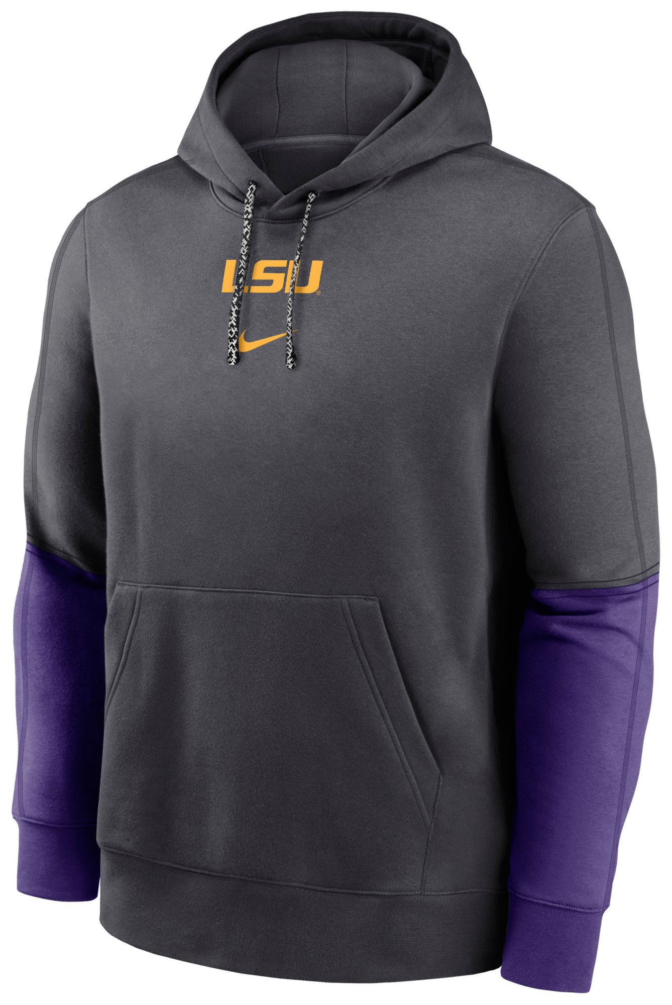 Nike Men's LSU Tigers Grey Club Fleece Team Issue Sideline Player Pullover Hoodie product image