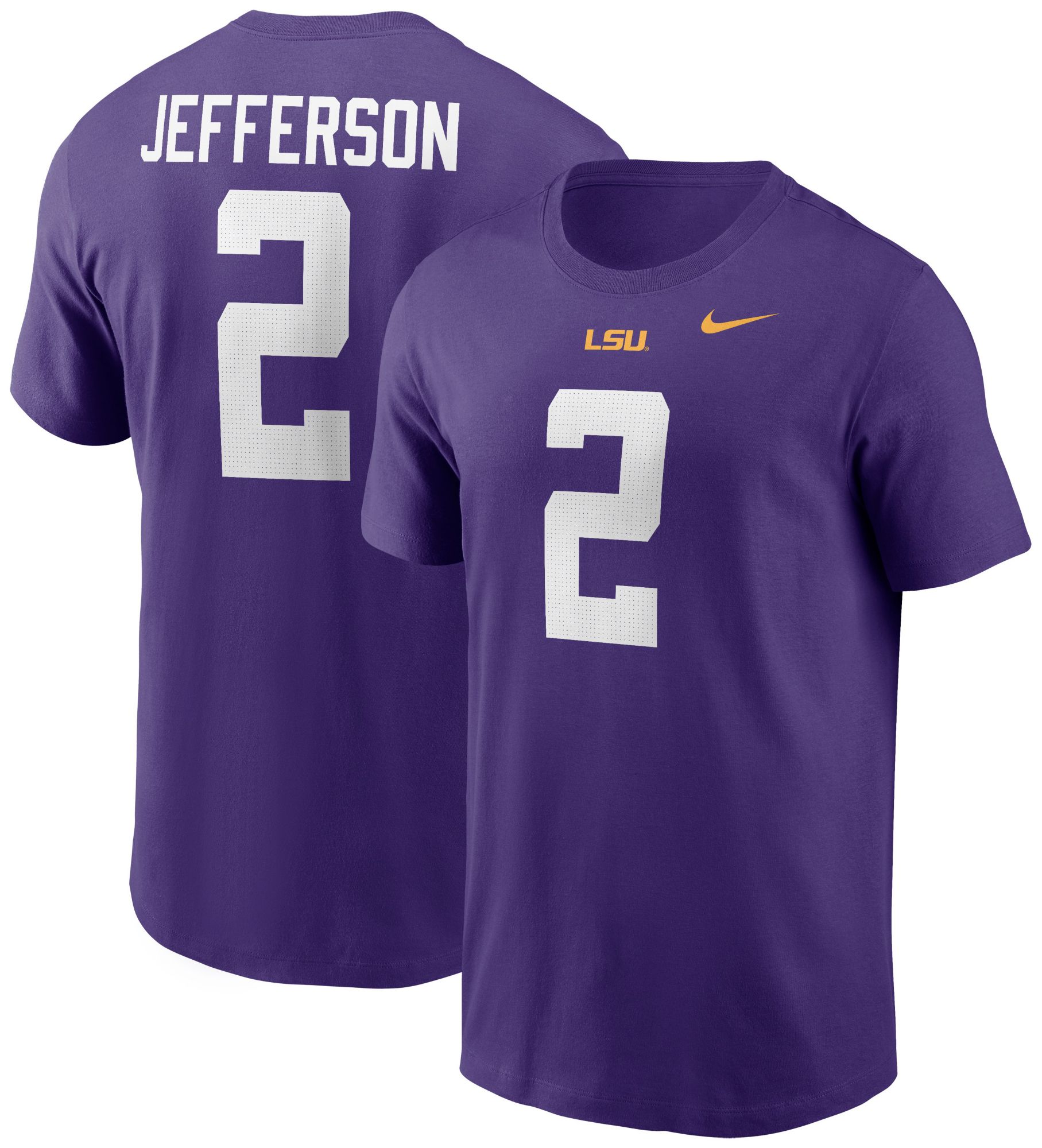 Nike Men's LSU Tigers Justin Jefferson #2 Purple Jersey T-Shirt product image