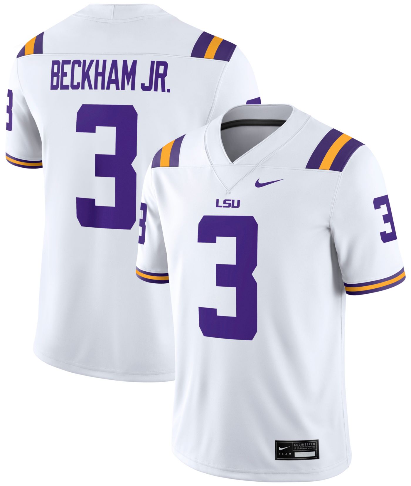 Nike Men s LSU Tigers Odell Beckham Jr. 3 White Dri FIT Replica Football Game Jersey Dick s Sporting Goods