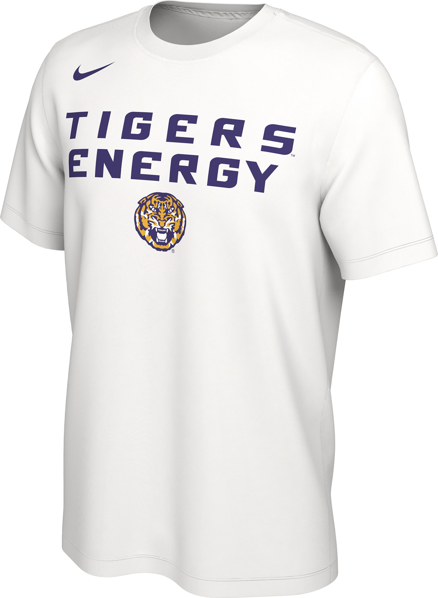 Nike Men s LSU Tigers White Dri FIT Energy Bench T Shirt Connecticut Post Mall