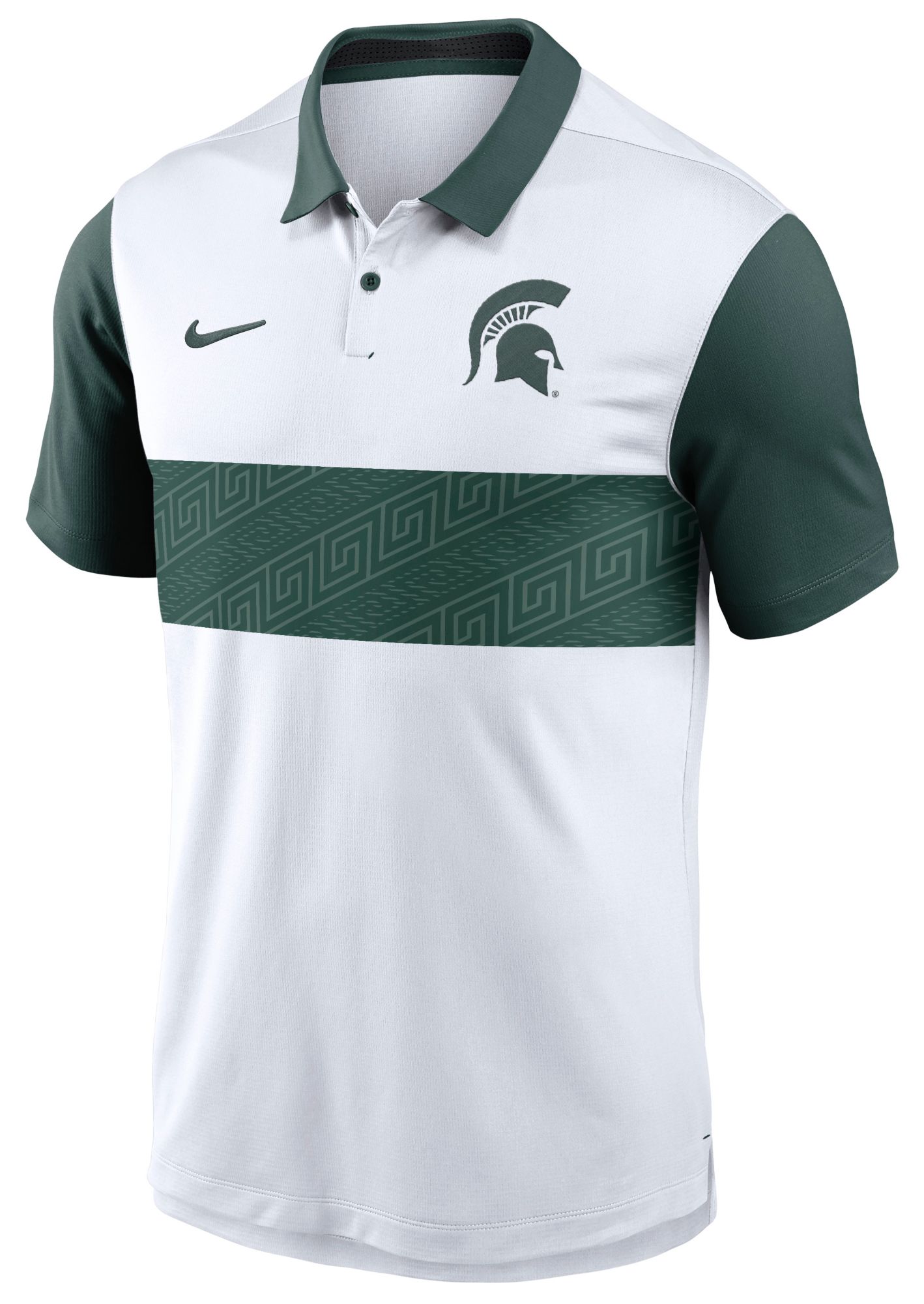 Nike Men's Michigan State Spartans White/Green Campus Patterned Polo product image