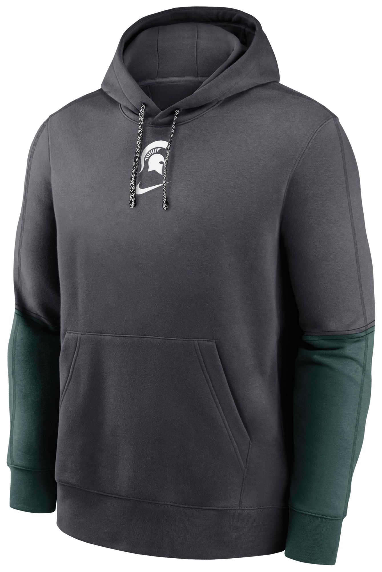 Nike Men's Michigan State Spartans Grey Club Fleece Team Issue Sideline Player Pullover Hoodie product image