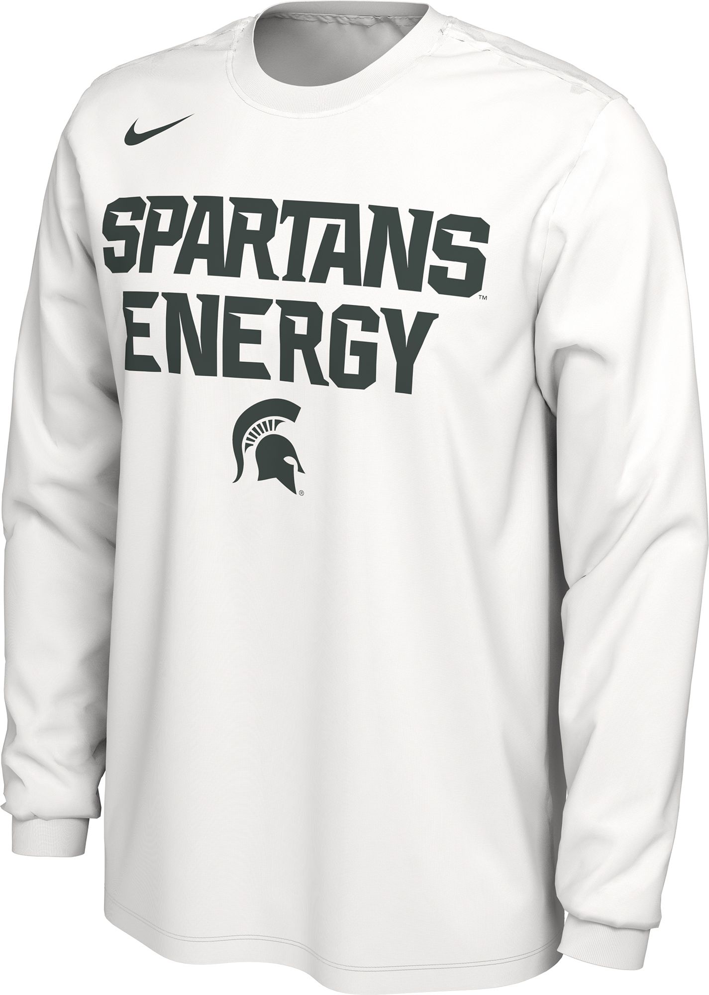Nike Men's Michigan State Spartans White Dri-FIT 'Energy' Bench Long Sleeve T-Shirt