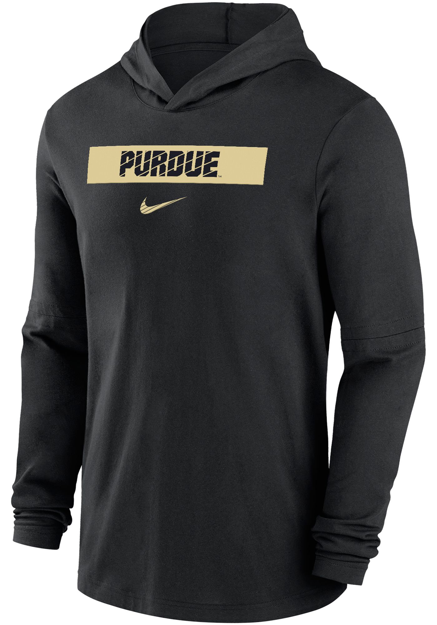 Nike Men s Purdue Boilermakers Black Dri FIT Coach s Sideline Lightweight Pullover Hoodie