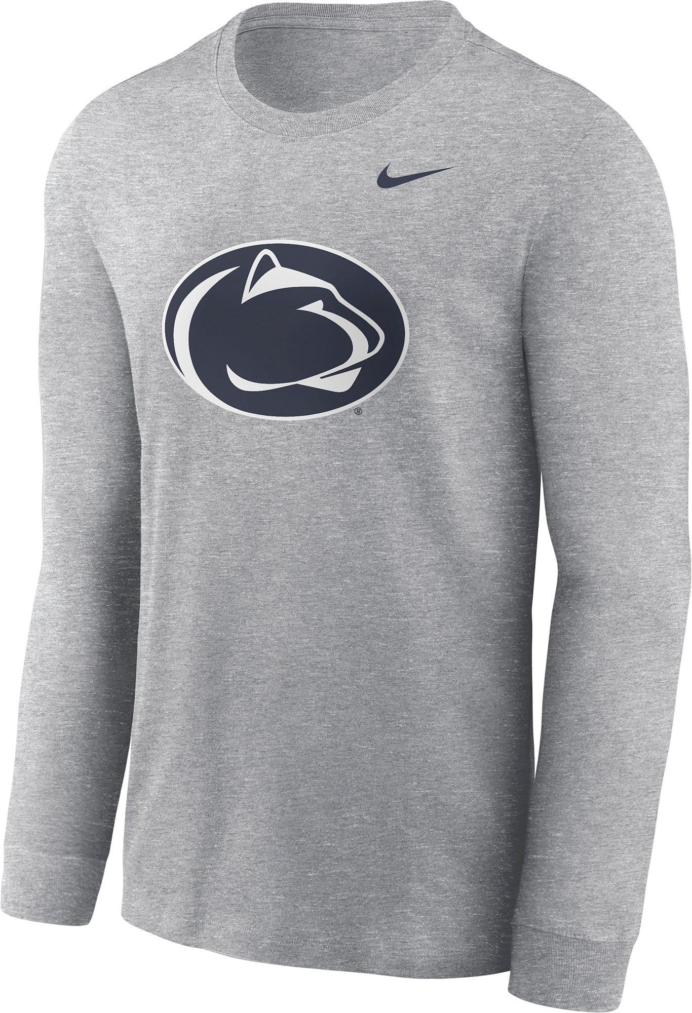 Nike Men's Penn State Nittany Lions Grey Heather Core Cotton Logo Long Sleeve T-Shirt product image