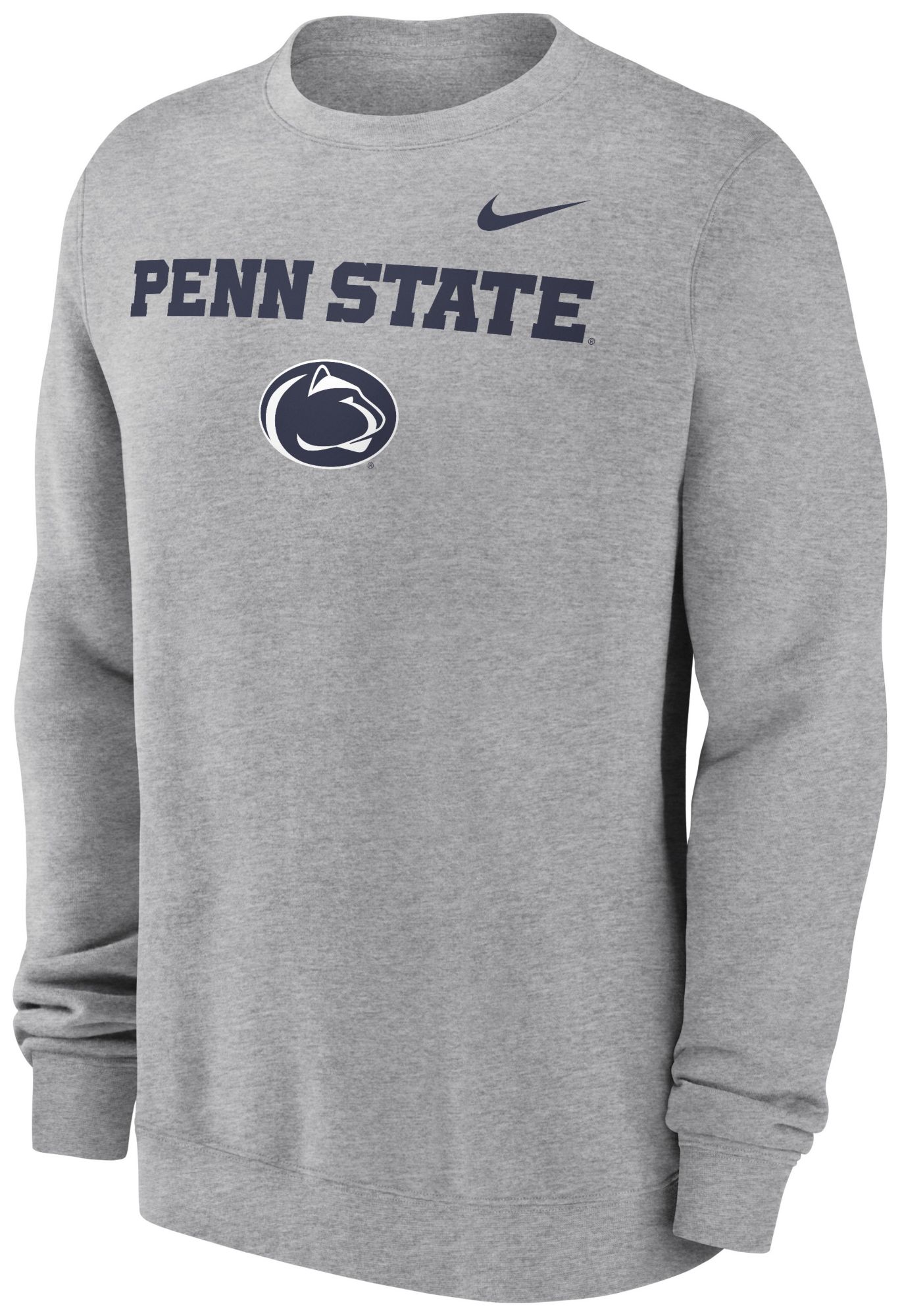 Nike Men's Penn State Nittany Lions Dark Grey Heather Club Fleece Wordmark Crew Neck Sweatshirt product image