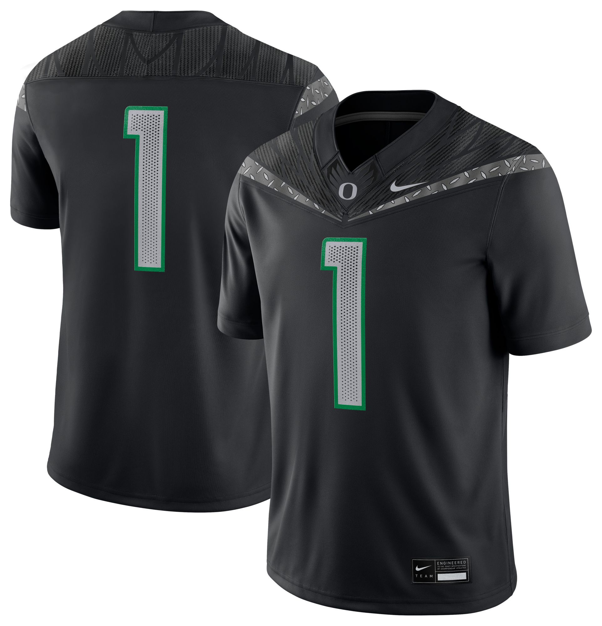 Nike Men's Oregon Ducks #1 Black Dri-FIT Replica Football Game Jersey product image