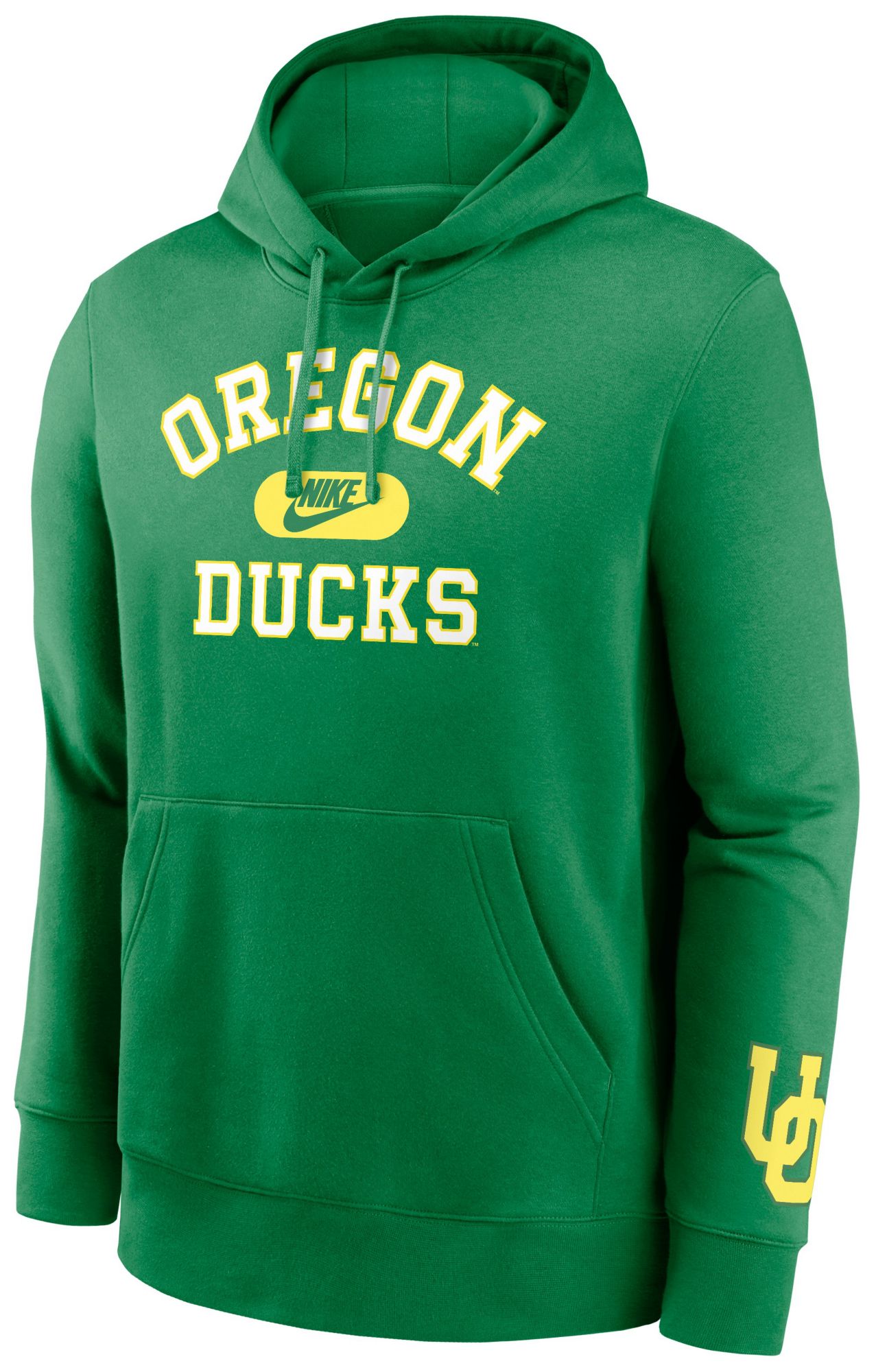 Nike Men's Oregon Ducks Green Retro Double-Hit Fleece Hoodie product image