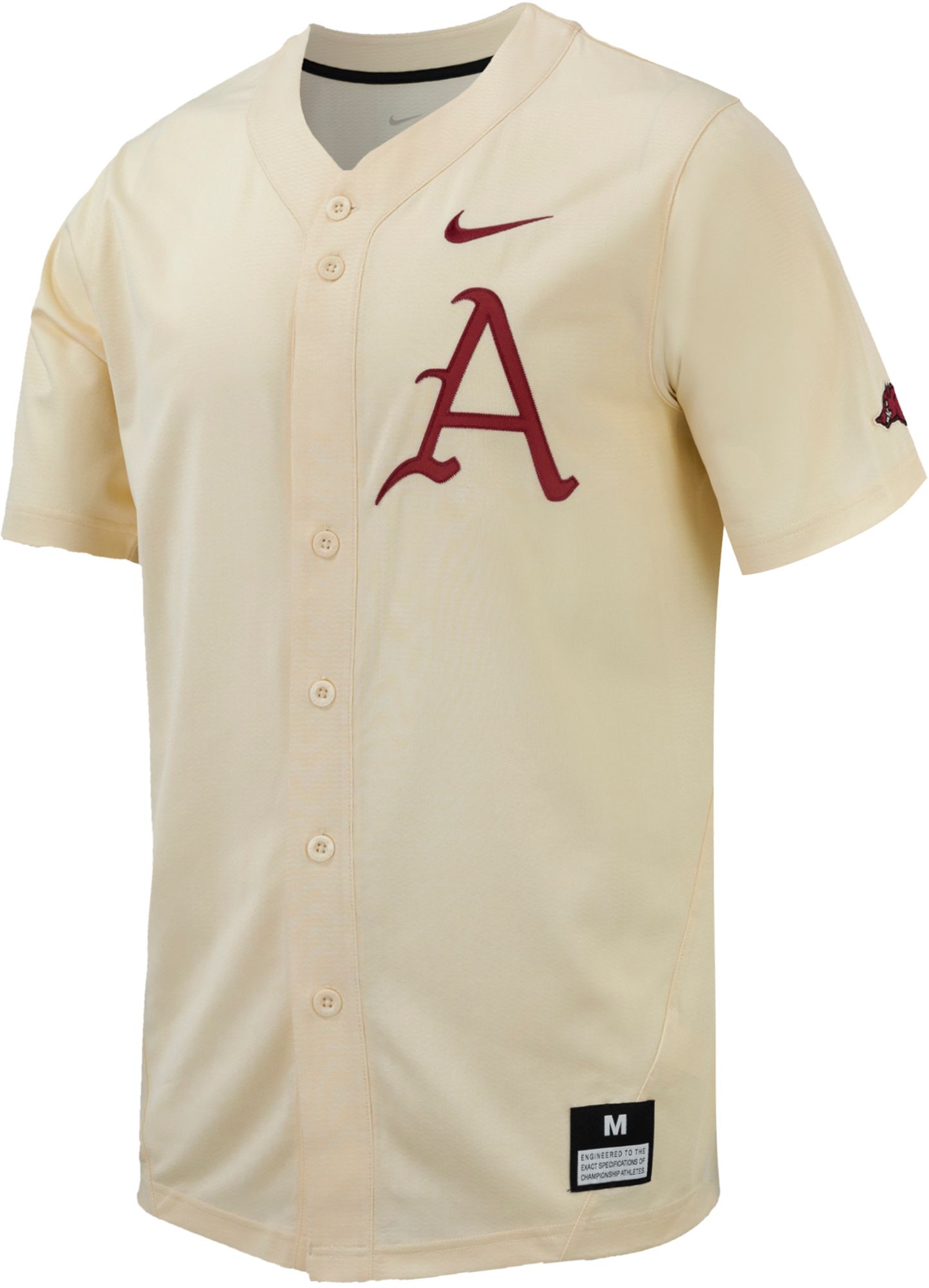 Nike Men's Arkansas Razorbacks Natural Full Button Replica Baseball Jersey product image