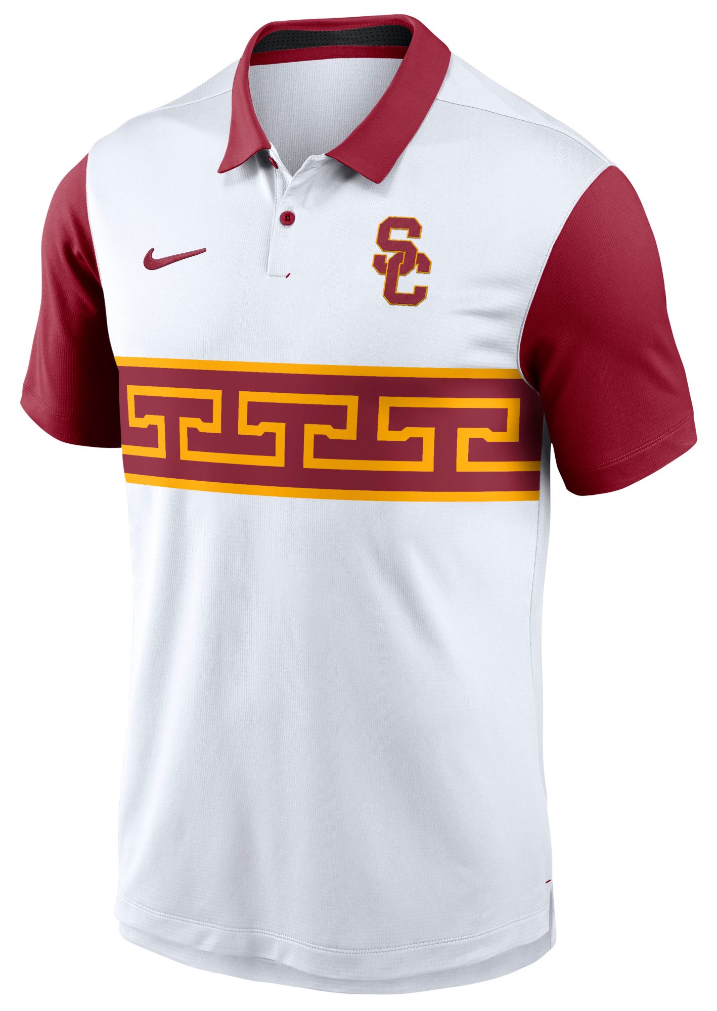 Nike Men's USC Trojans White/Cardinal Campus Patterned Polo product image