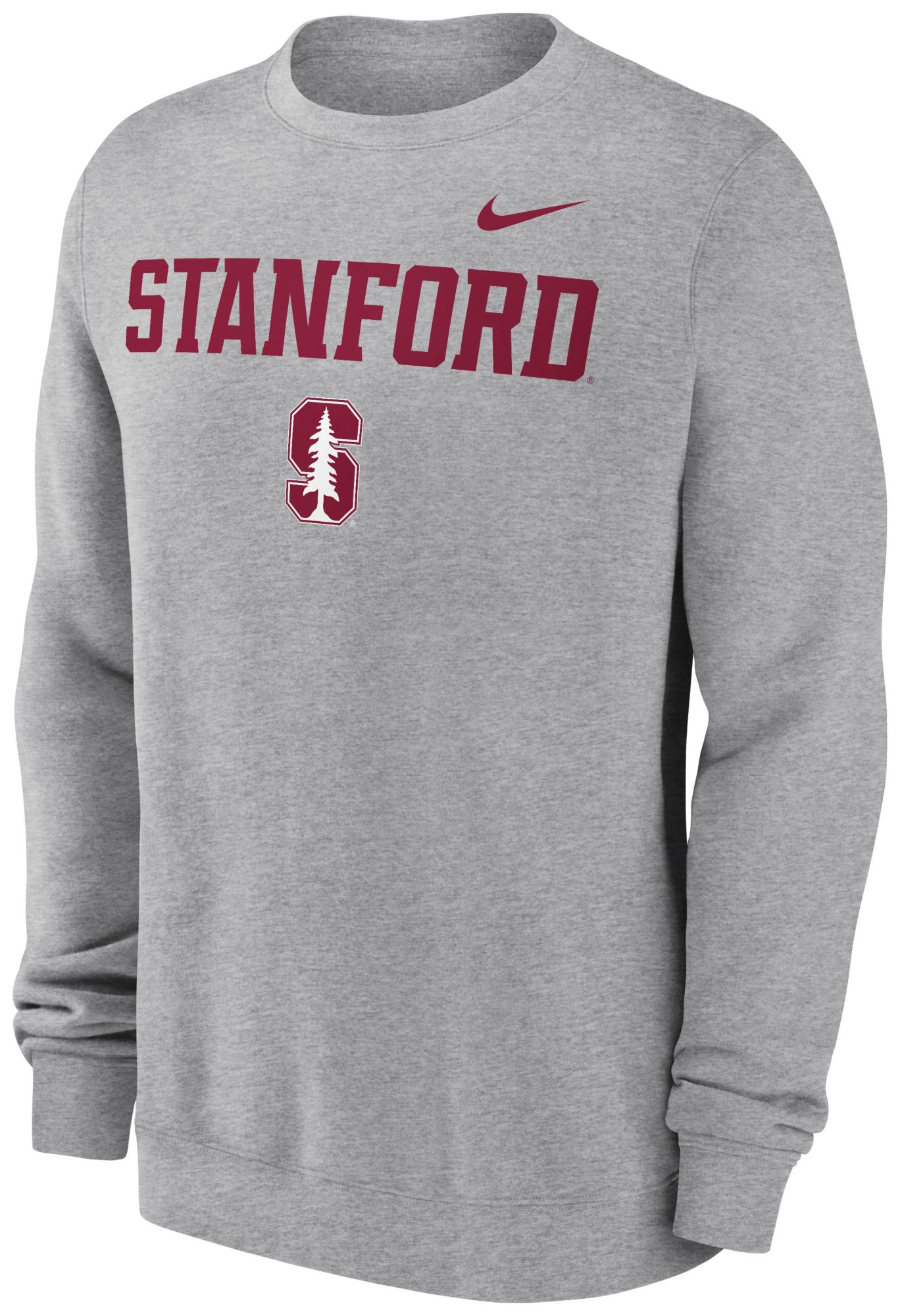 Nike Men's Stanford Cardinal Dark Grey Heather Club Fleece Wordmark Crew Neck Sweatshirt product image