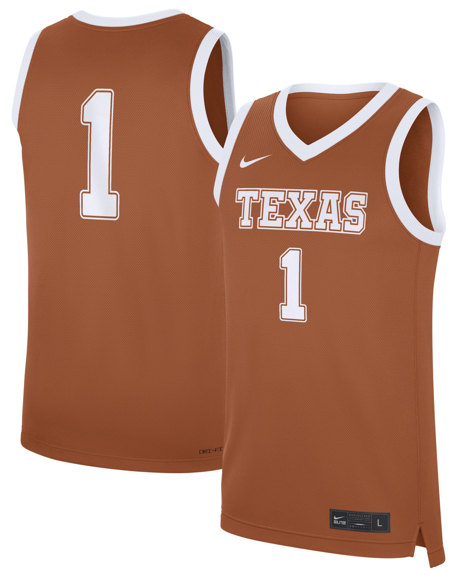 Nike Men's Texas Longhorns Burnt Orange Replica Basketball Jersey product image