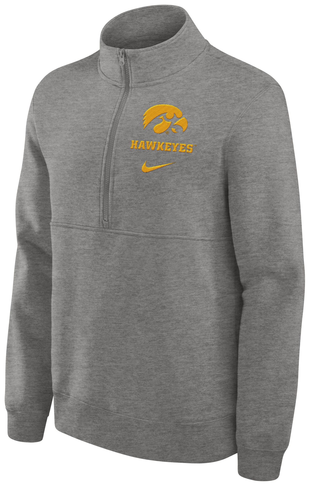 Nike Men's Iowa Hawkeyes Grey Heather Club Fleece Half-Zip product image