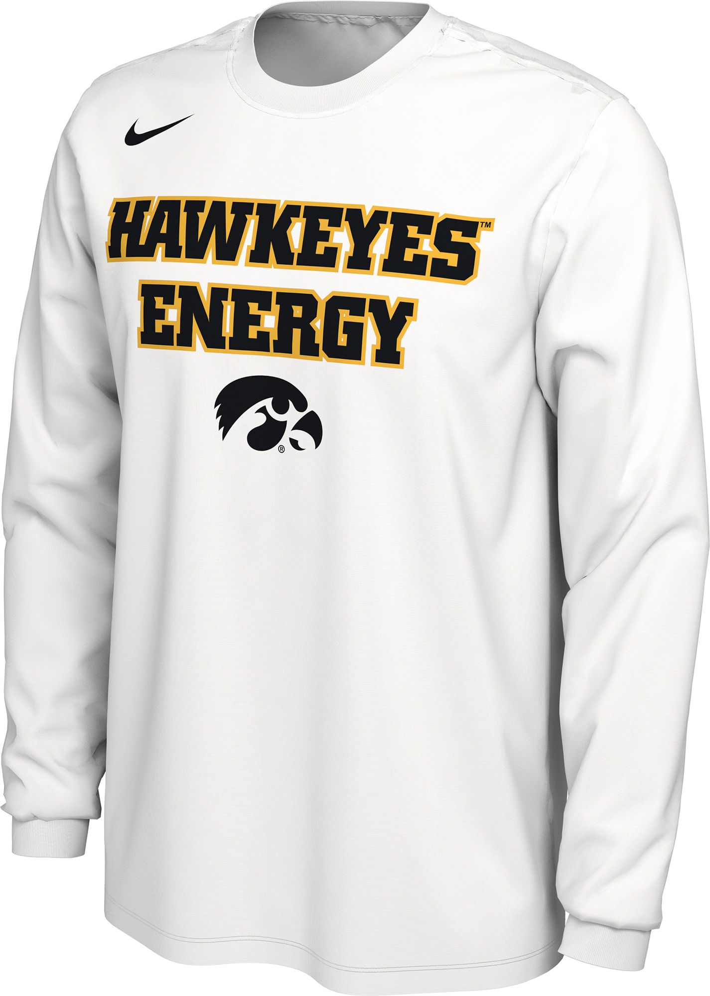 Nike Men's Iowa Hawkeyes White Dri-FIT 'Energy' Bench Long Sleeve T-Shirt