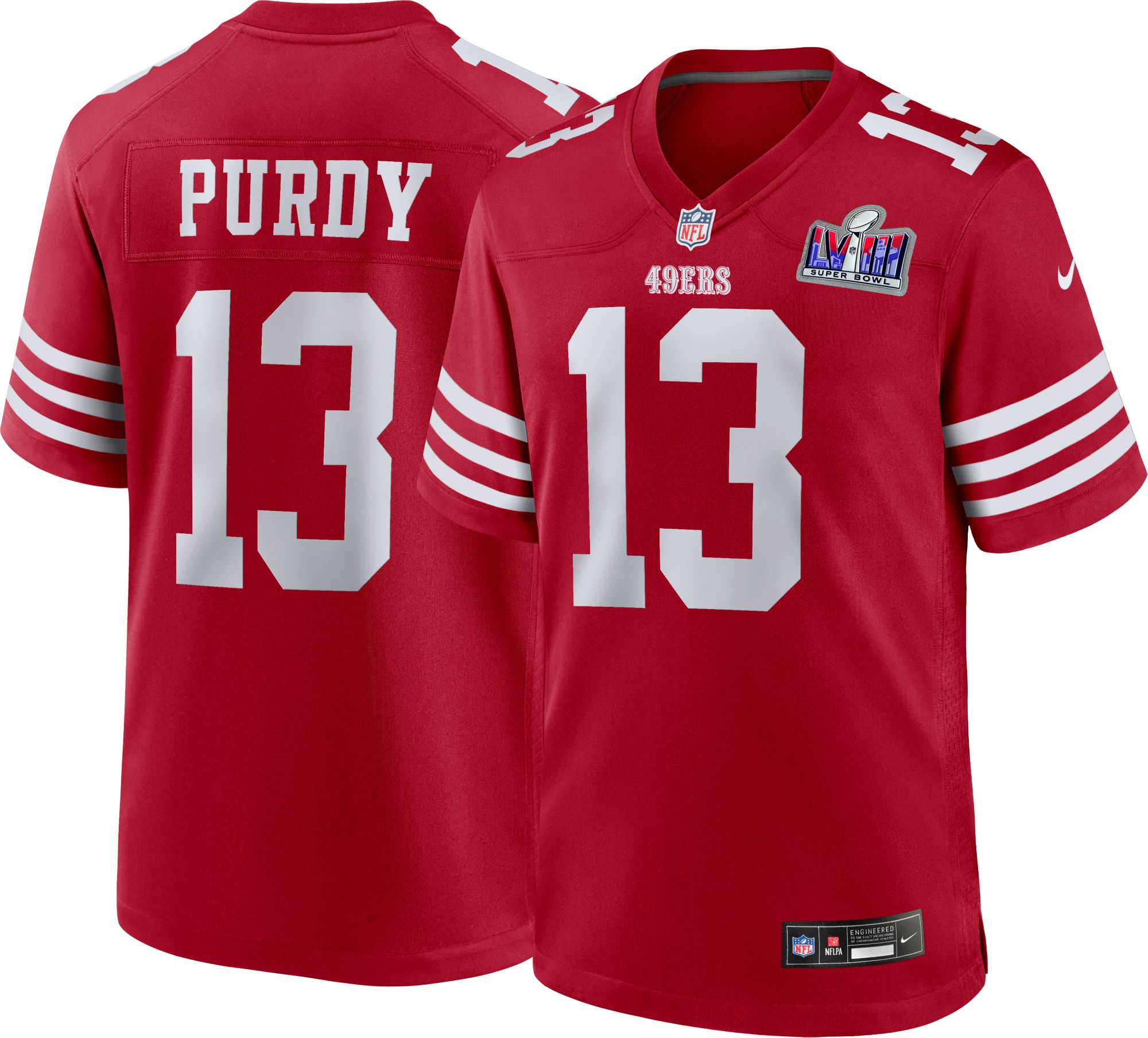 Nike Men's Super Bowl LVIII Bound Patch San Francisco 49ers Brock Purdy #13 Red Game Jersey product image