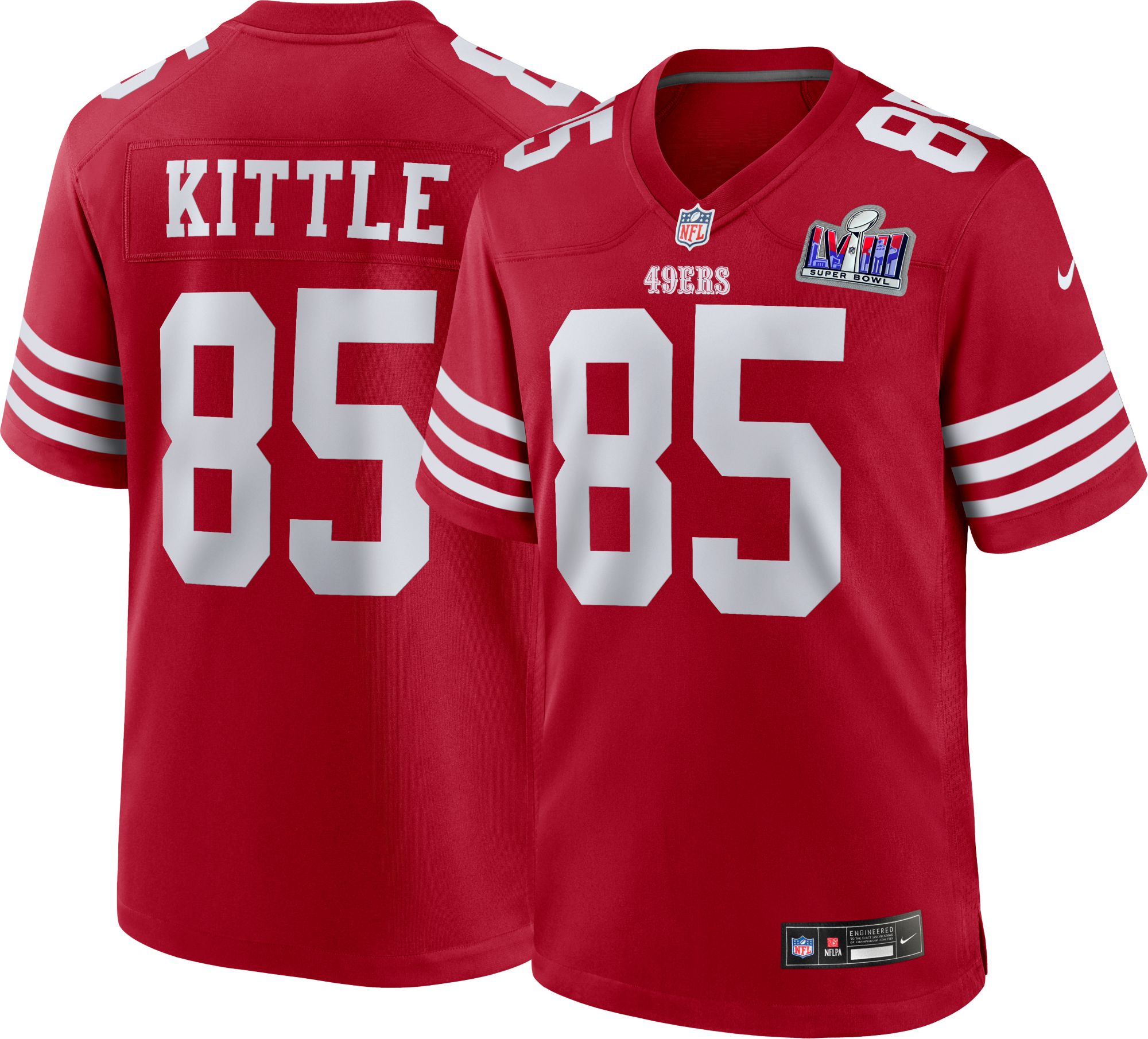 Nike San Francisco 49ers No85 George Kittle Black Super Bowl LIV 2020 Men's Stitched NFL Limited Rush Impact Jersey