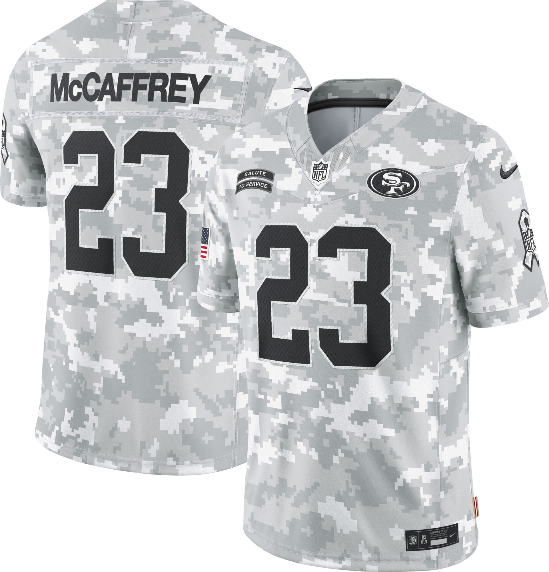 Nike Men's San Francisco 49ers Christian McCaffrey #23 Salute to Service 2024 Arctic Camo Limited Jersey product image