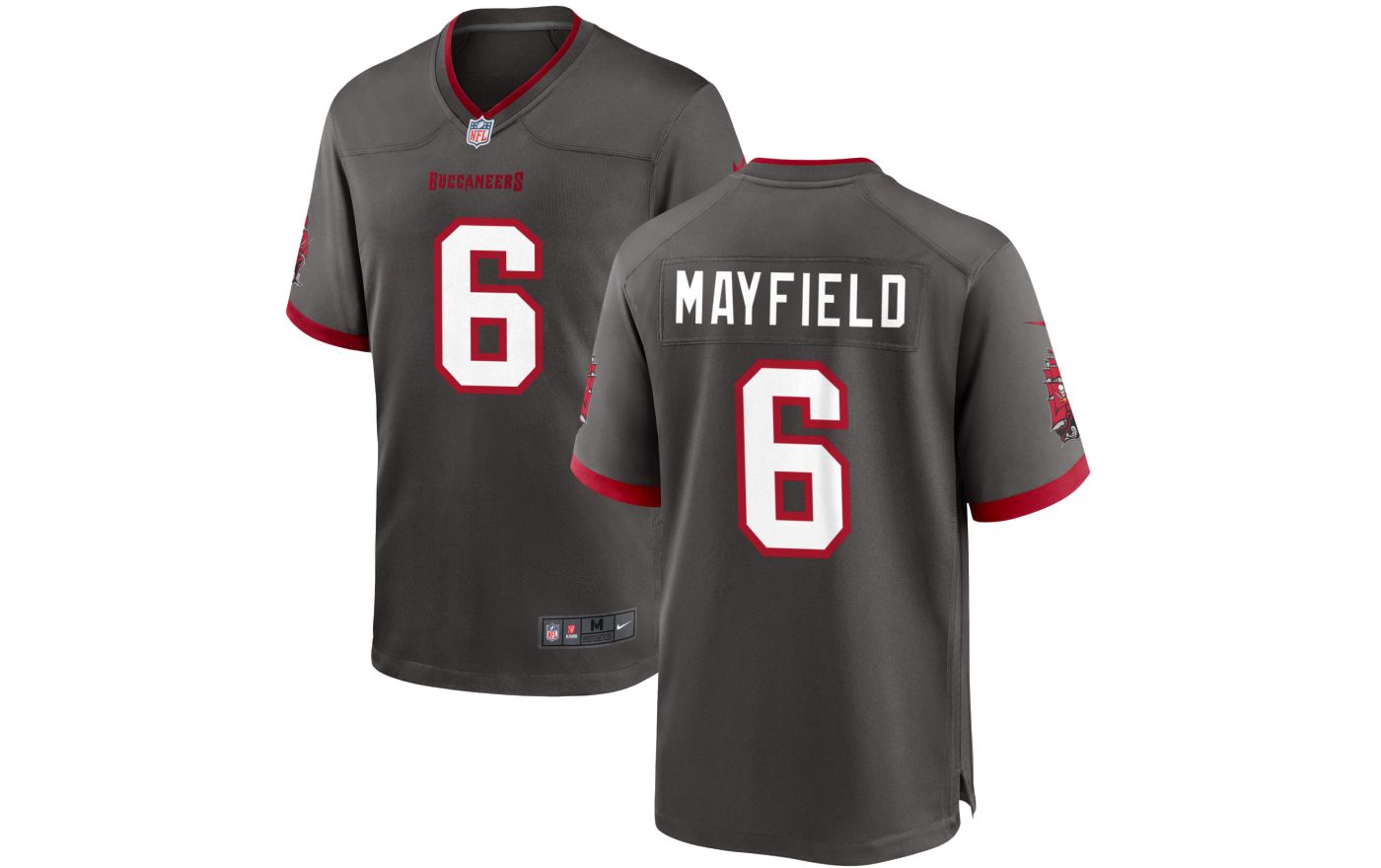 Nike Men s Tampa Bay Buccaneers Baker Mayfield 6 Pewter Game Jersey Dick s Sporting Goods