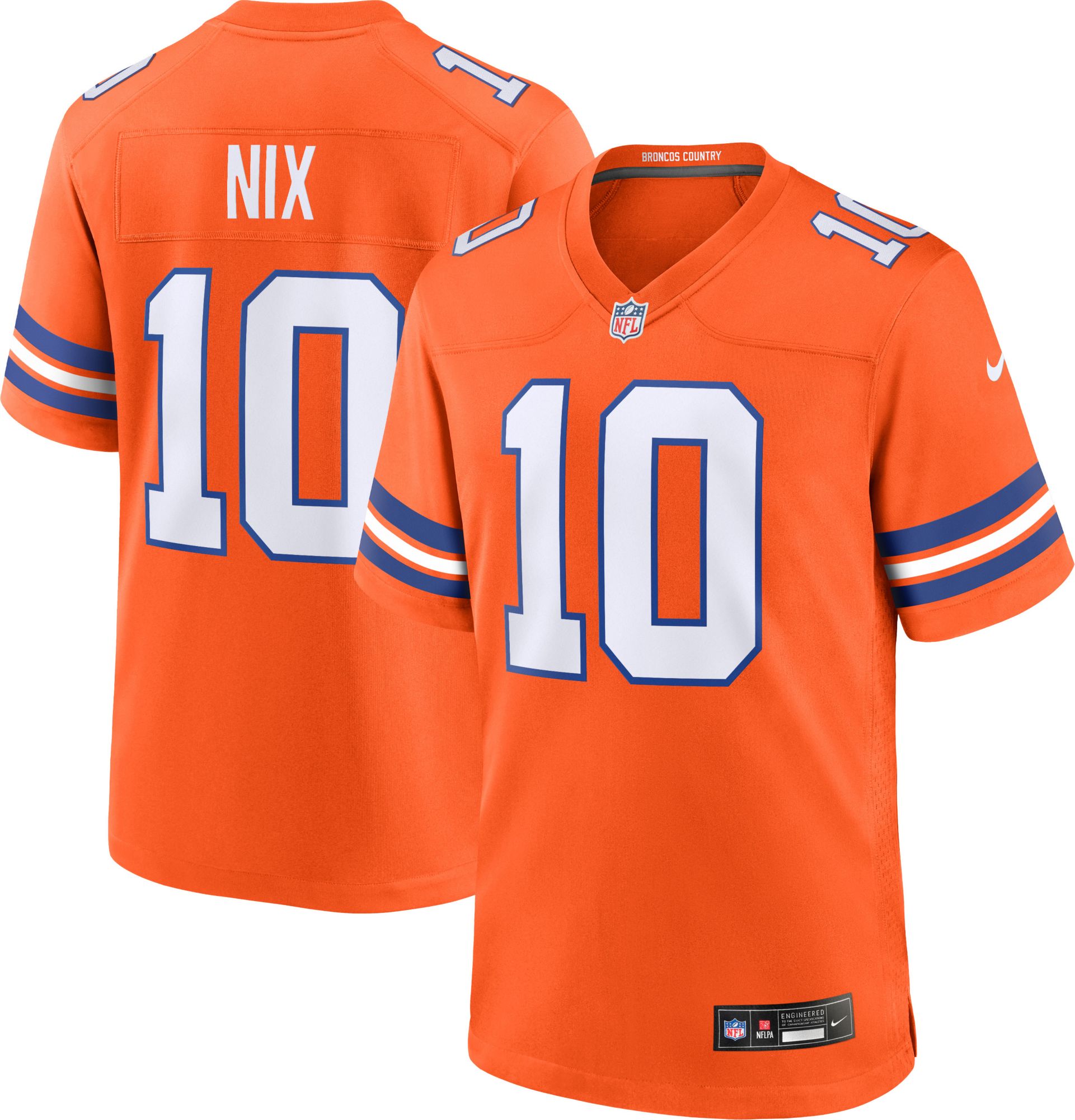 Nike Men's Denver Broncos Bo Nix #10 Orange 2nd Alternate Game Jersey product image