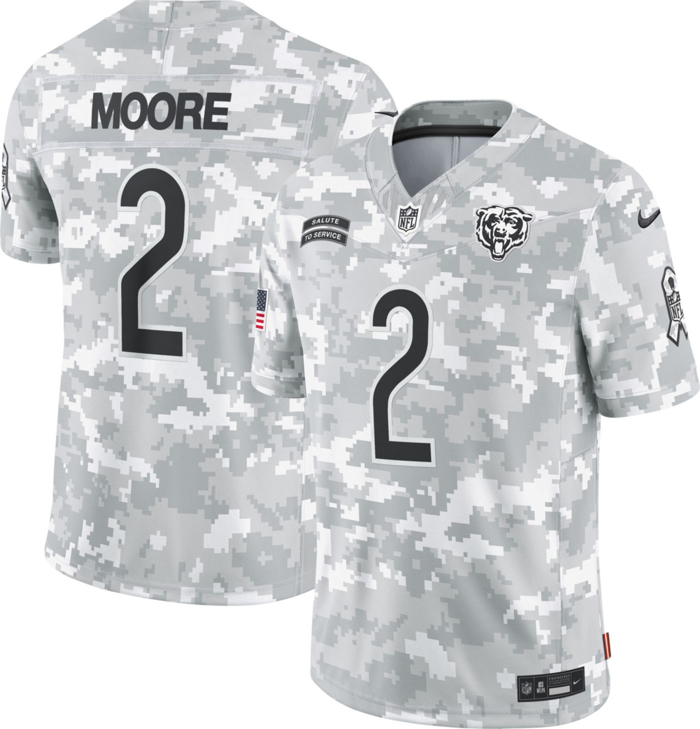 Nike Men s Chicago Bears D.J. Moore 2 Salute to Service 2024 Arctic Camo Limited Jersey Dick s Sporting Goods