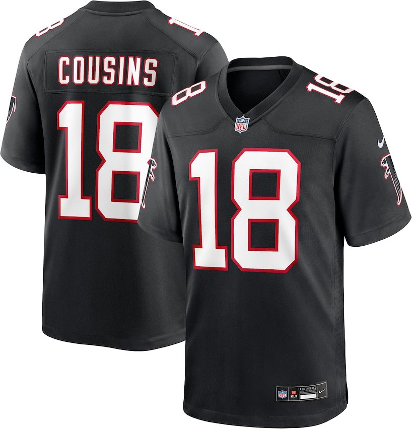 Nike Men's Atlanta Falcons Kirk Cousins #18 Alternate Throwback Black Game Jersey product image