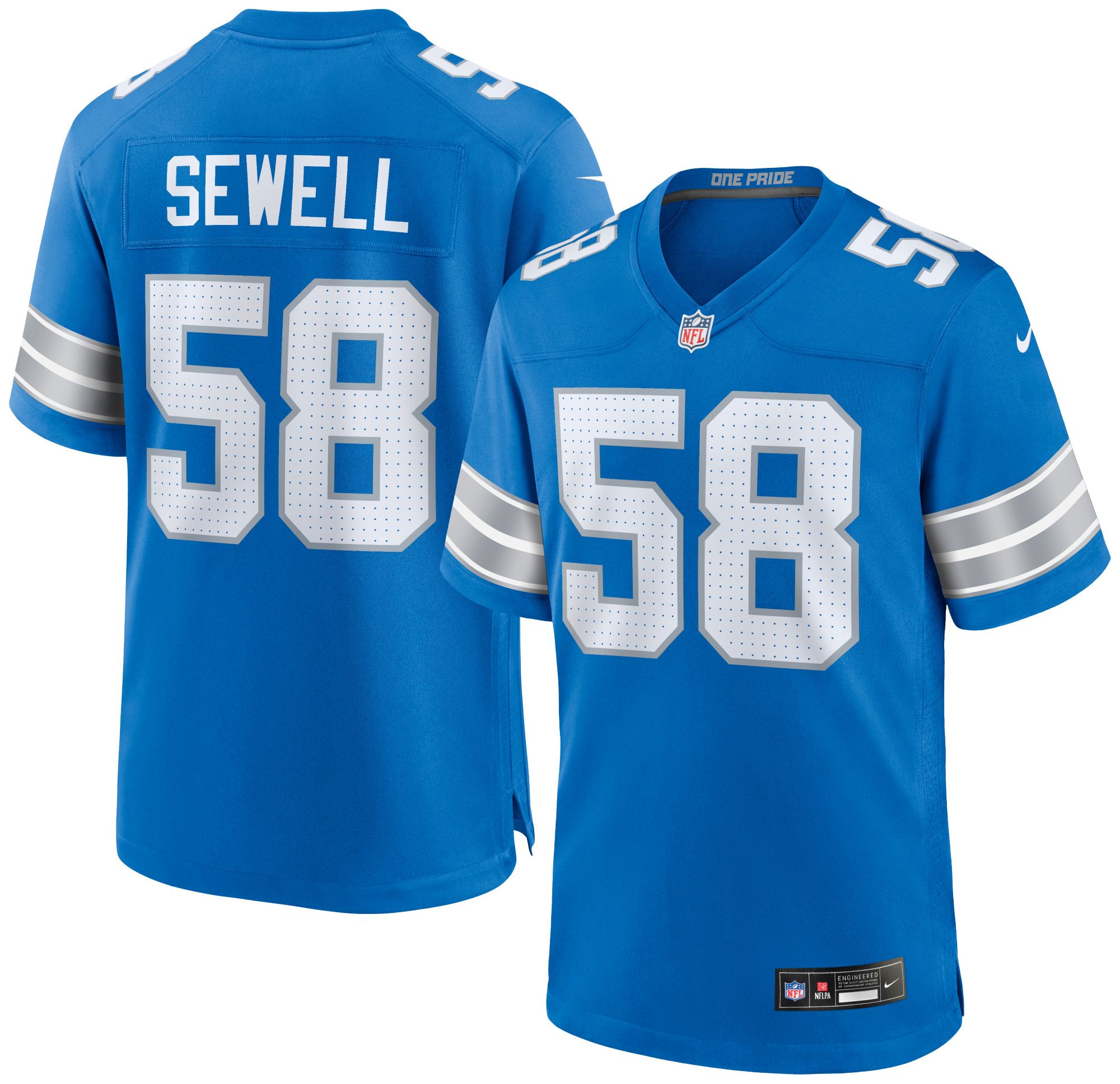 Nike Men's Detroit Lions Penei Sewell #58 Blue Alternate Game Jersey product image