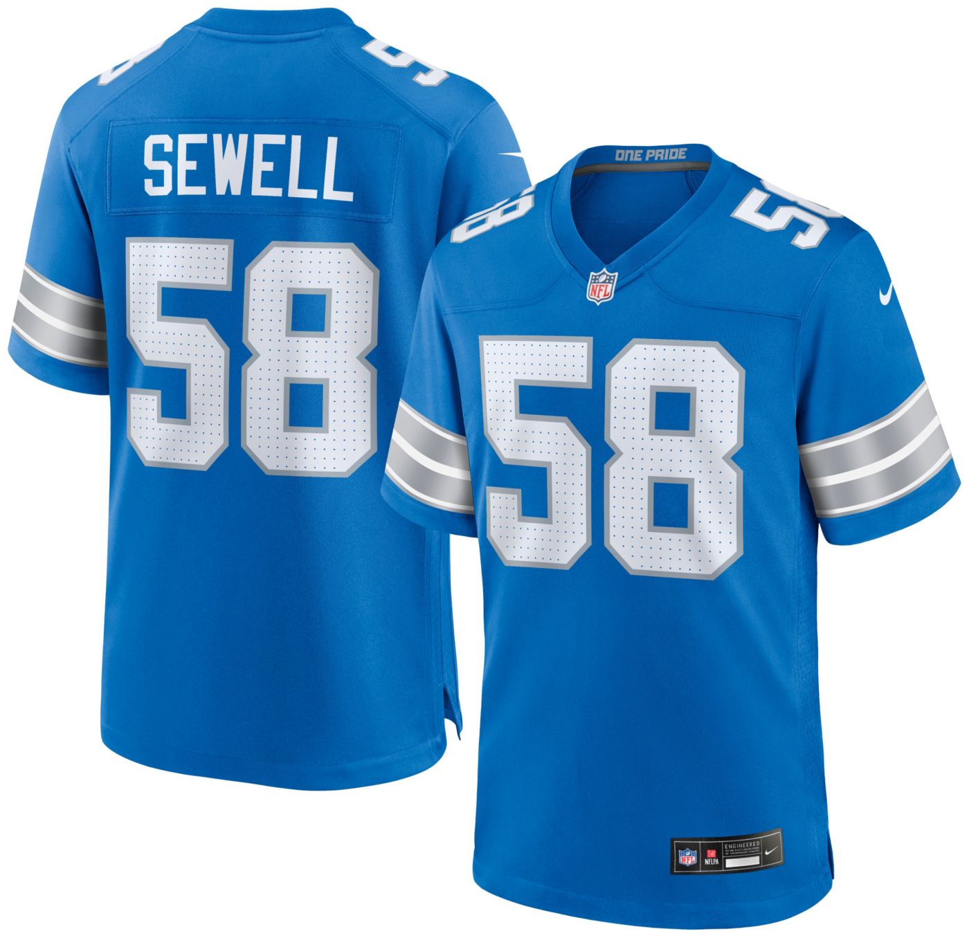 Nike Men s Detroit Lions Penei Sewell 58 Blue Alternate Game Jersey Dick s Sporting Goods