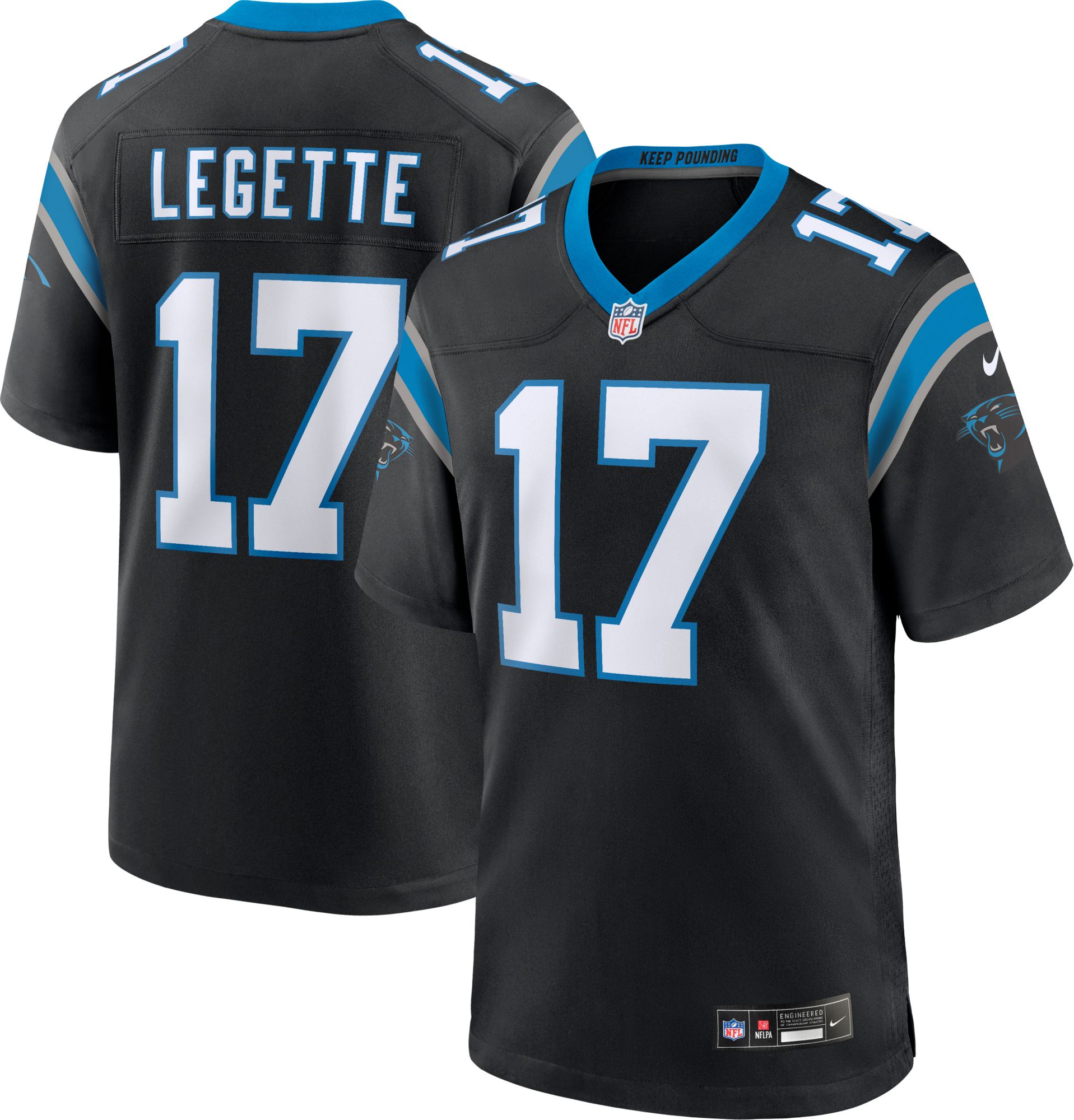 Nike Men's Carolina Panthers Xavier Legette #17 Black Game Jersey product image