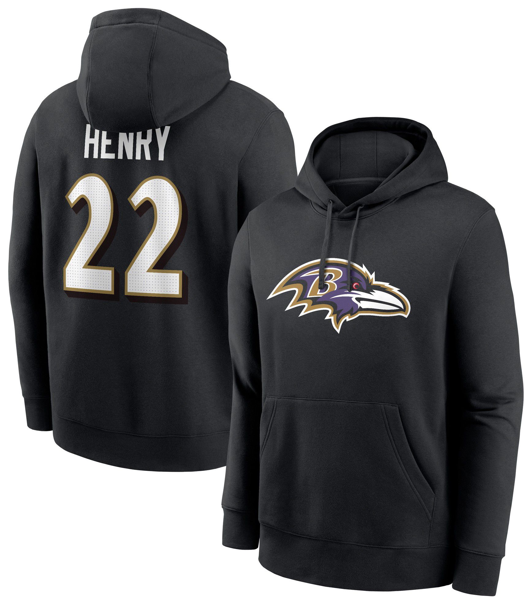 Nike Men's Baltimore Ravens Derrick Henry #22 Black Pullover Hoodie product image