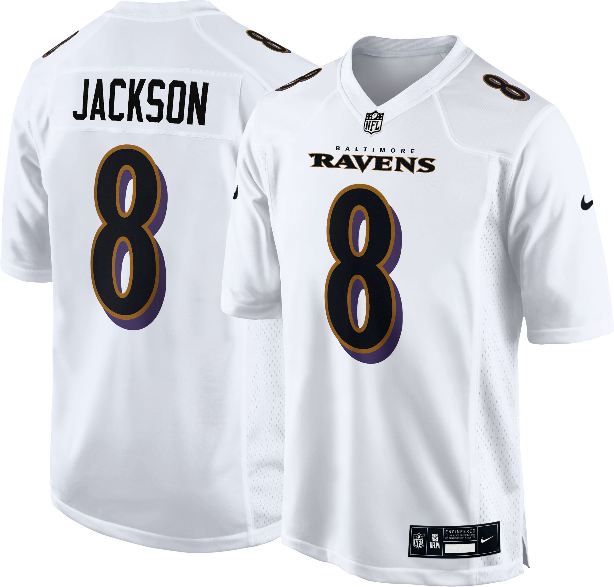 Baltimore Baltimore Ravens No8 Lamar Jackson Nike Team Hero 4 Vapor Limited 100 Jersey White Golden