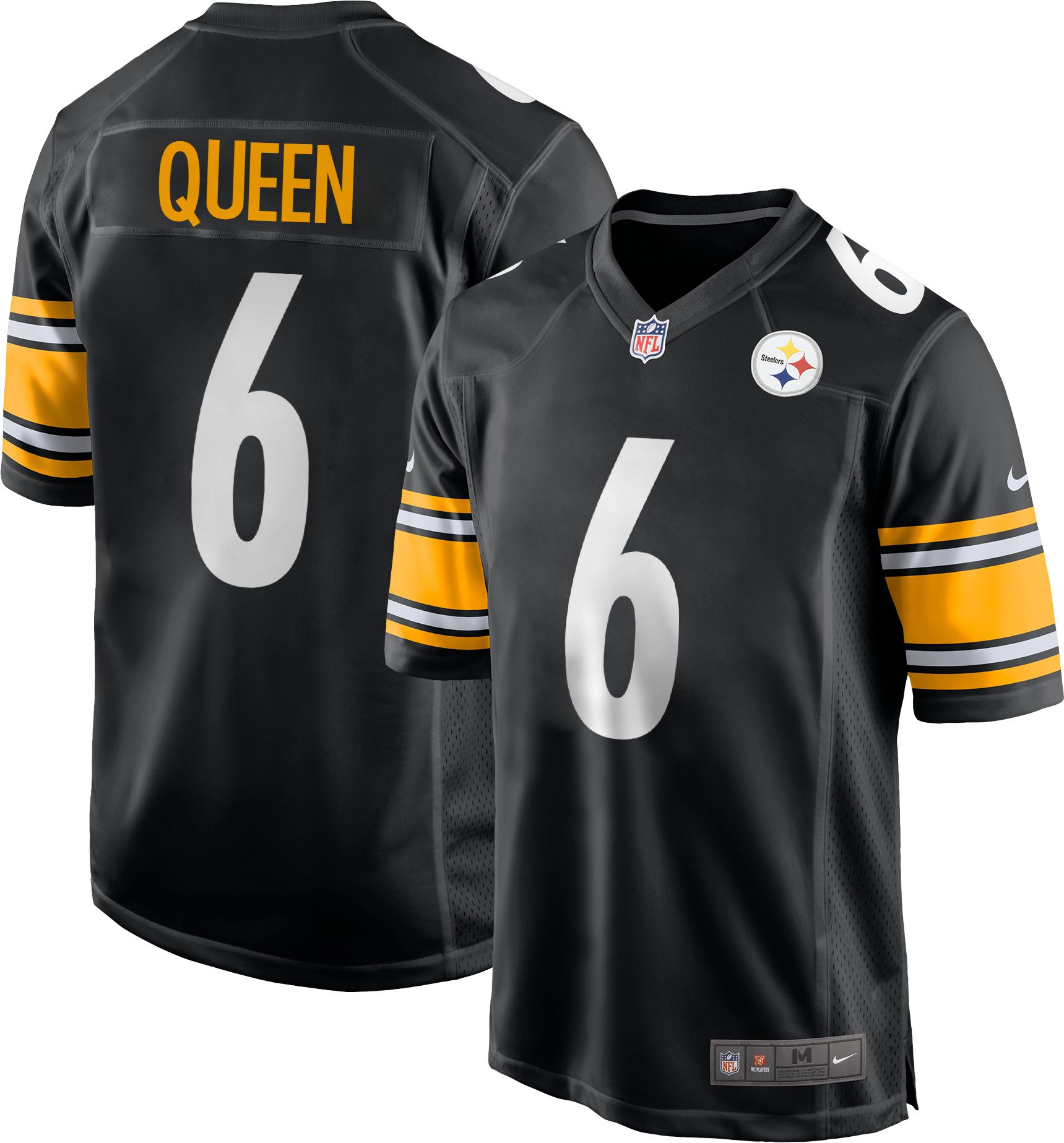 Nike Men's Pittsburgh Steelers Patrick Queen #6 Black Game Jersey product image