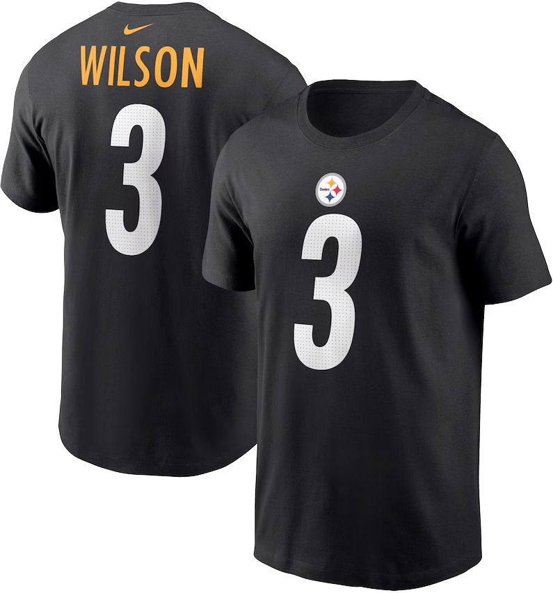 Nike Men's Pittsburgh Steelers Russell Wilson #3 Black T-Shirt ...