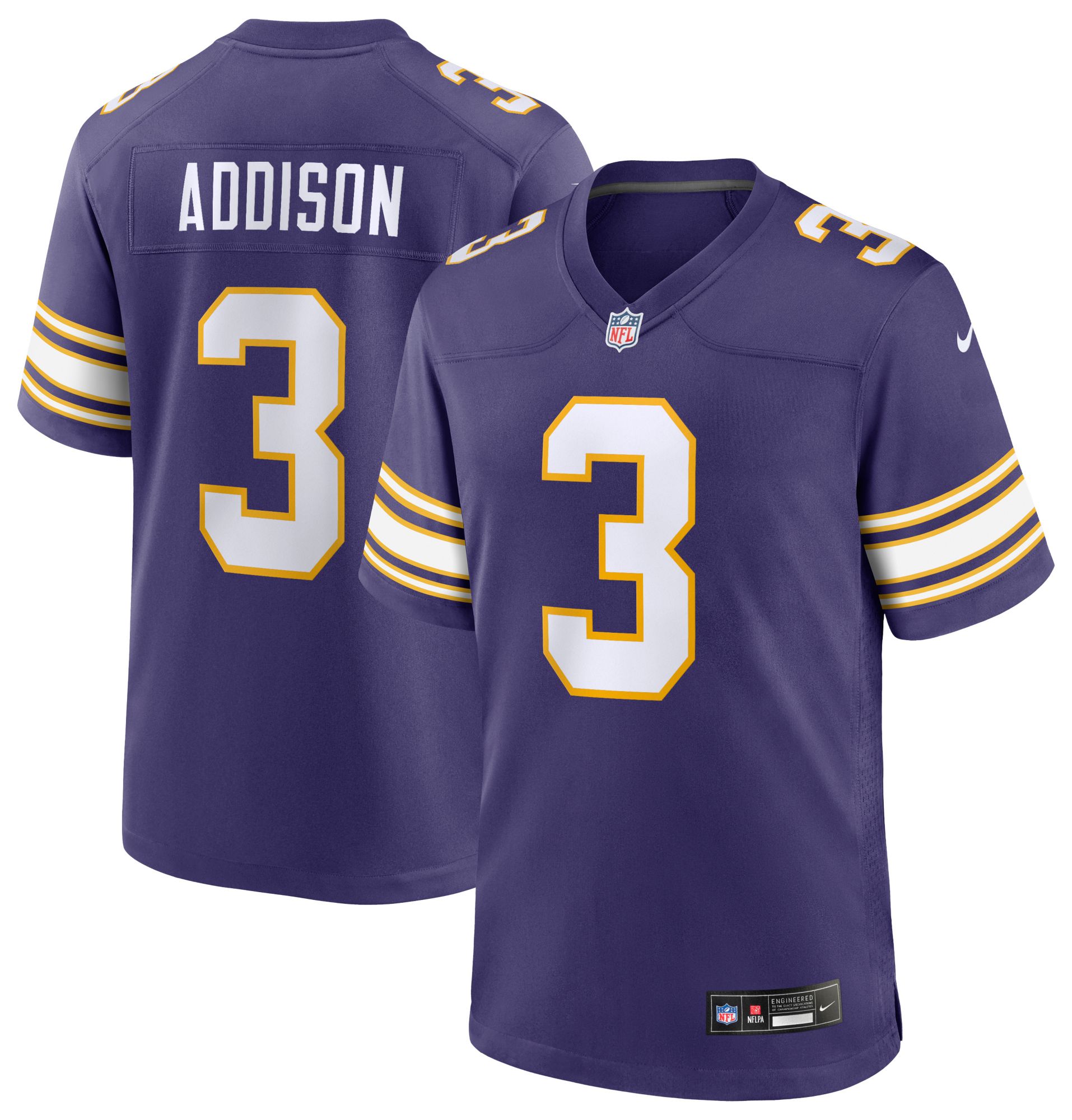 Nike Men's Minnesota Vikings Jordan Addison #3 2nd Alternate Purple Game Jersey product image