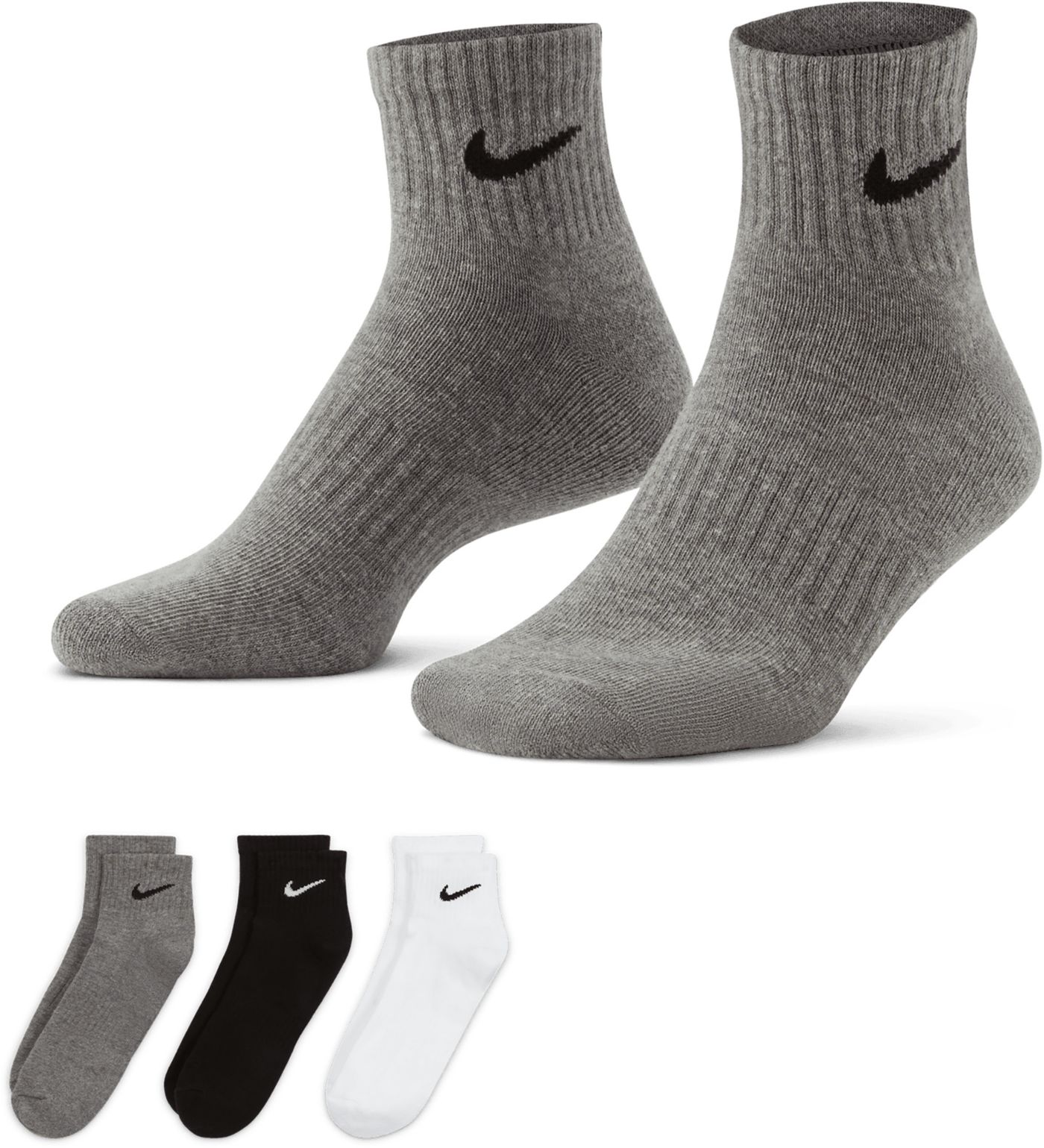 Nike Everyday Cushioned 3 Pack Ankle Socks Black Medium