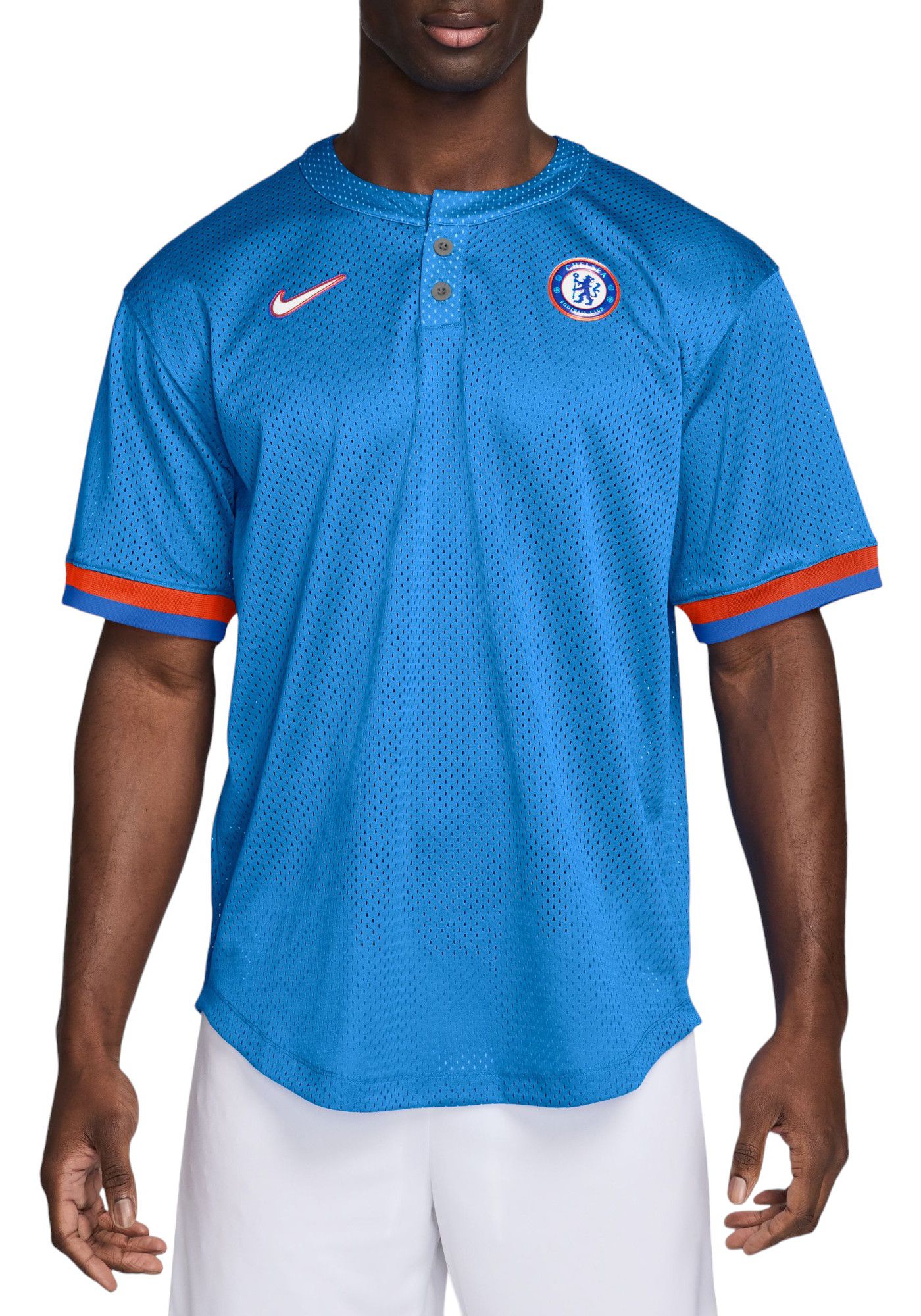 Nike Men s Chelsea FC 2024 Light Blue Baseball Jersey Small