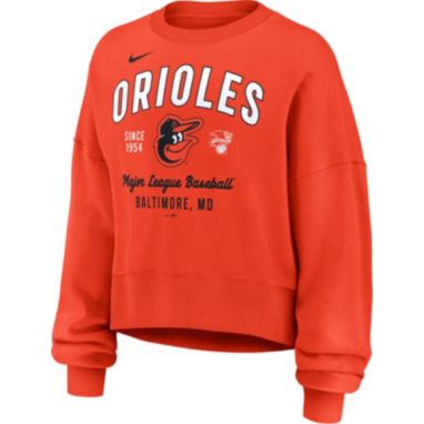 sorry, Nike Women's Baltimore Orioles Orange Logo Fleece Crewneck Sweatshirt is currently out of stock