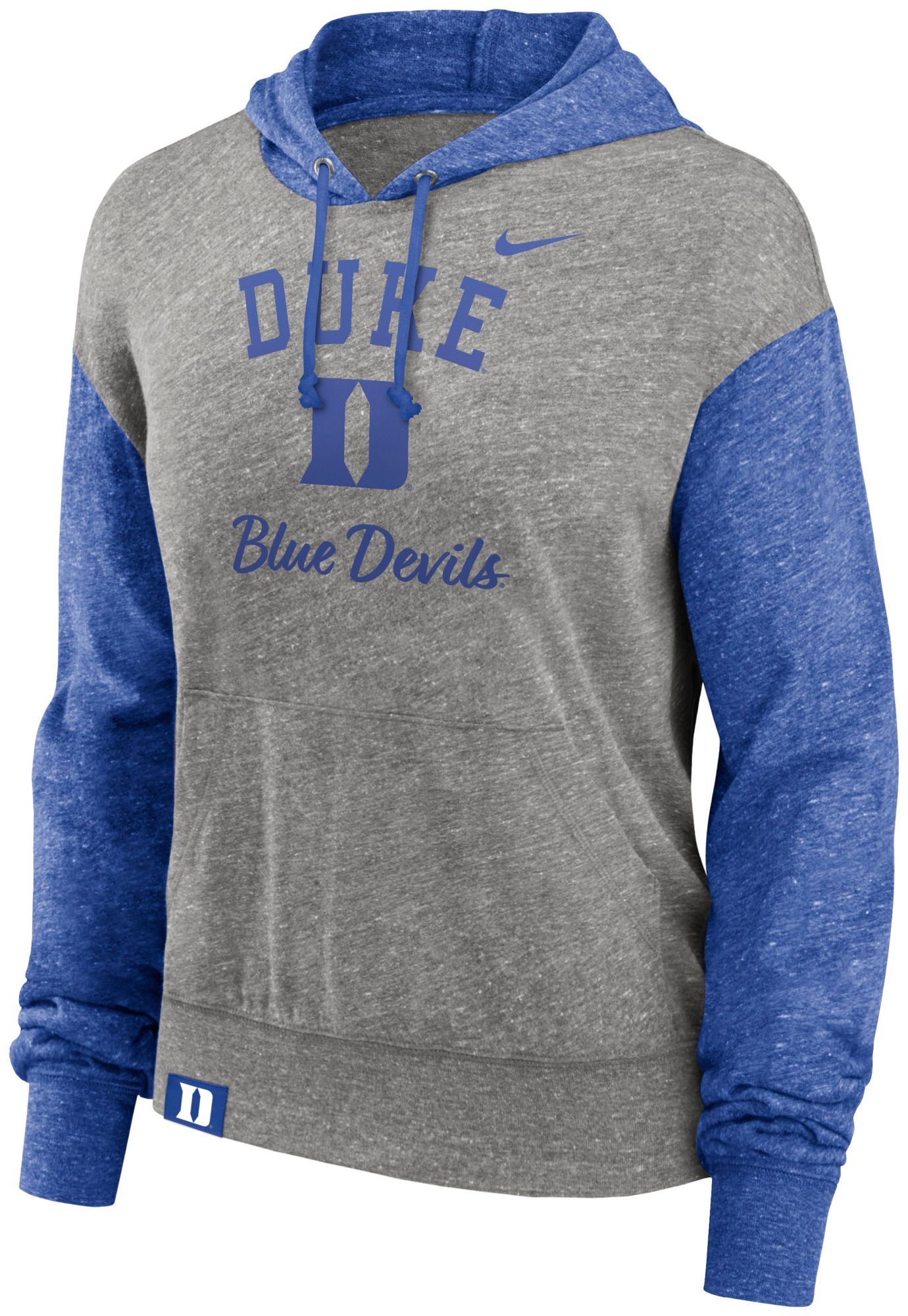 Nike Women's Duke Blue Devils Grey Heather Colorblock Pullover Fleece Hoodie product image