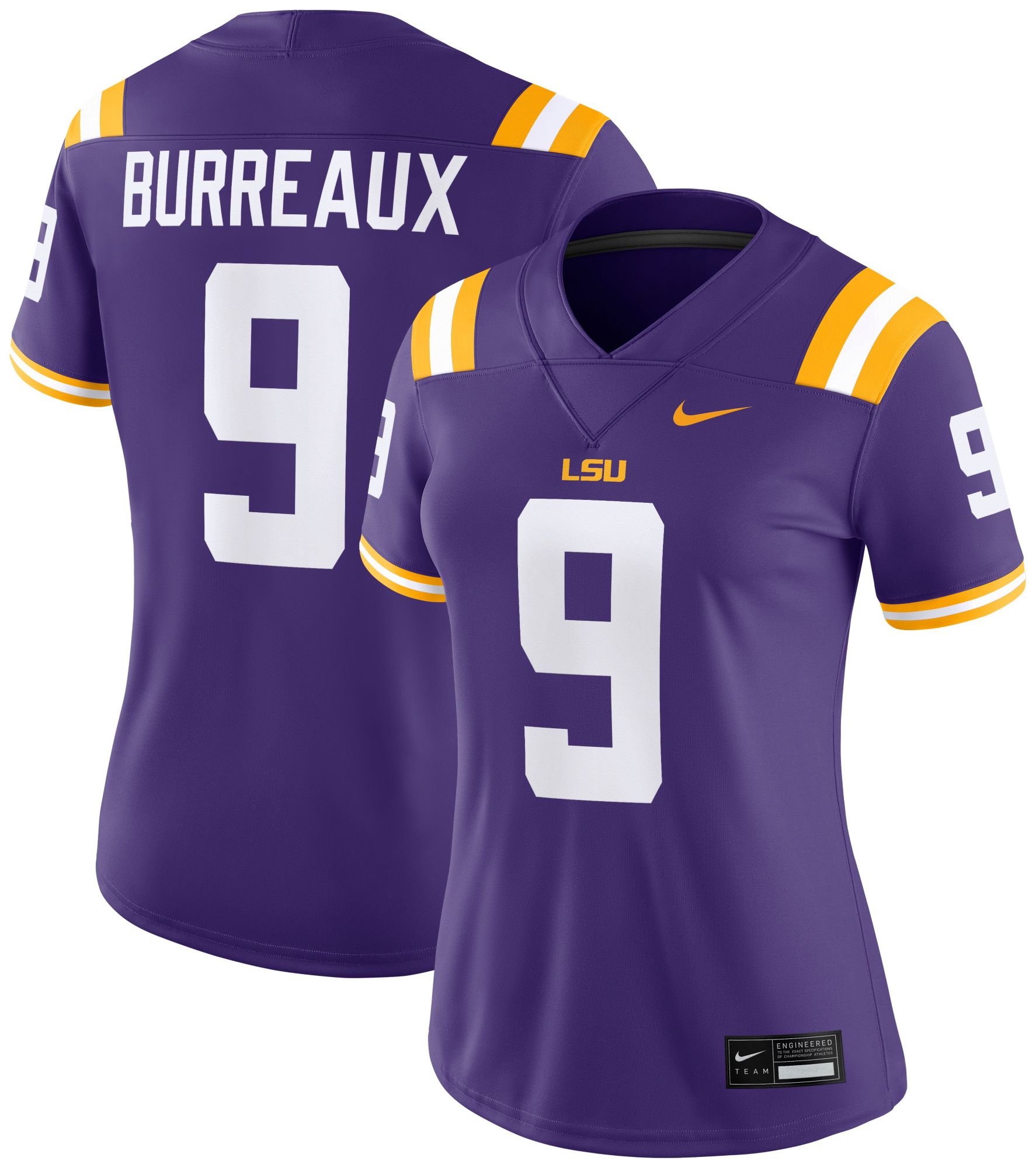 Nike Women's LSU Tigers Joe Burreaux #9 Purple Replica Football Jersey product image